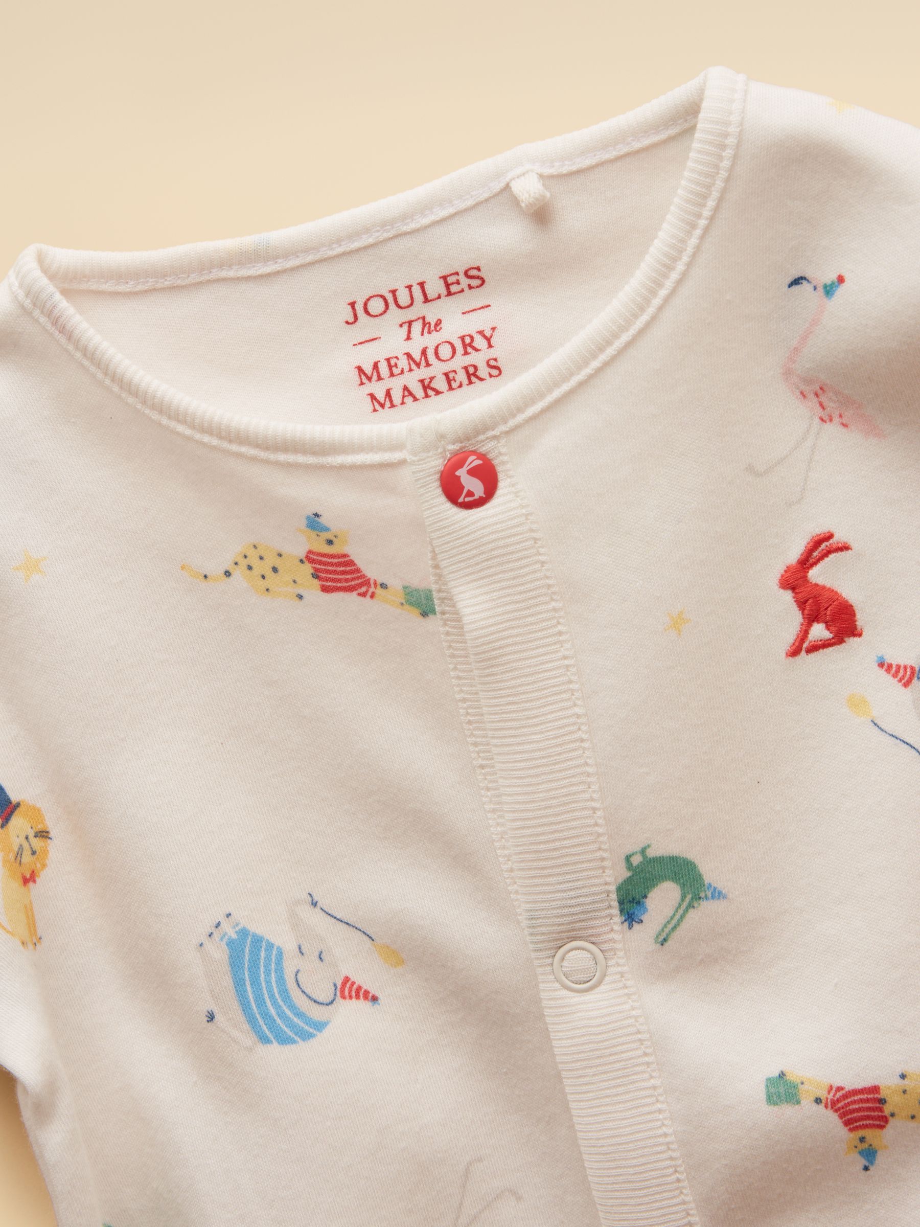 Razamataz Cream Animals Cotton Babygrow - Image 3 of 5