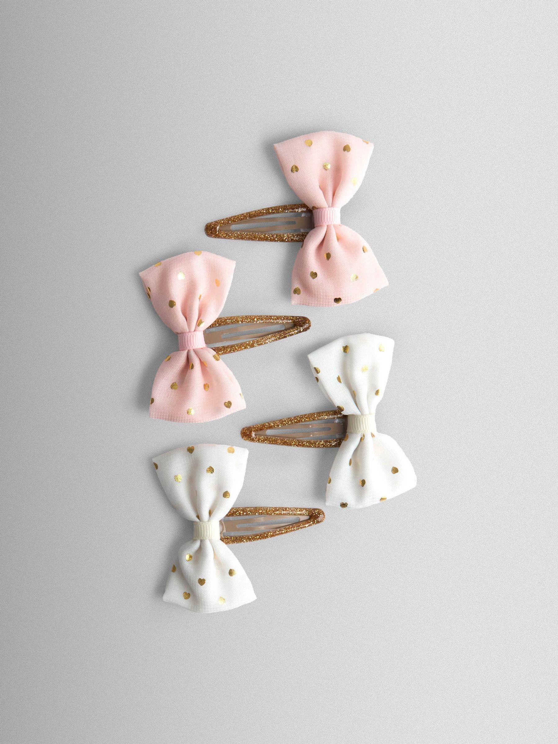 Pink 4-Pack Festive Embroidered Clips - Image 2 of 3