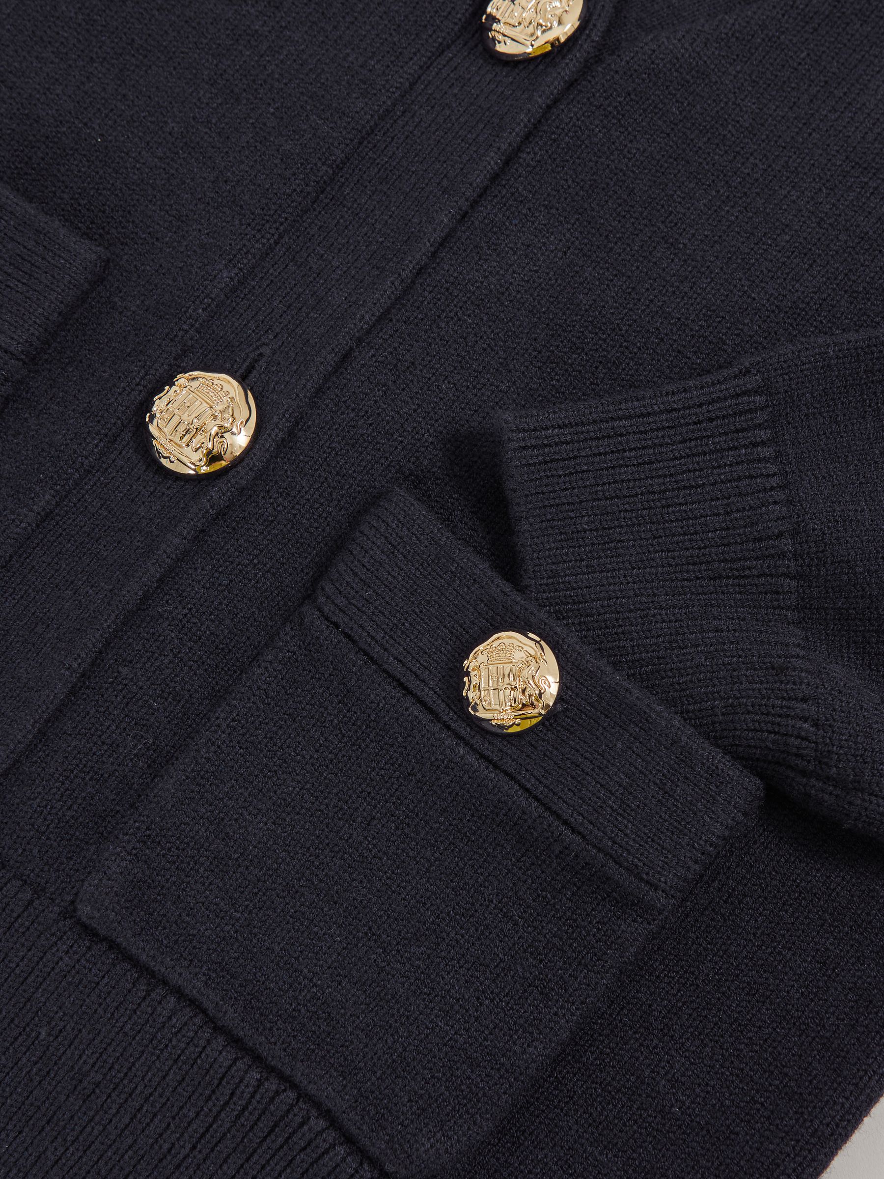 13-14 yrs Knitted Embossed-Button Cardigan in Navy - Image 3 of 3