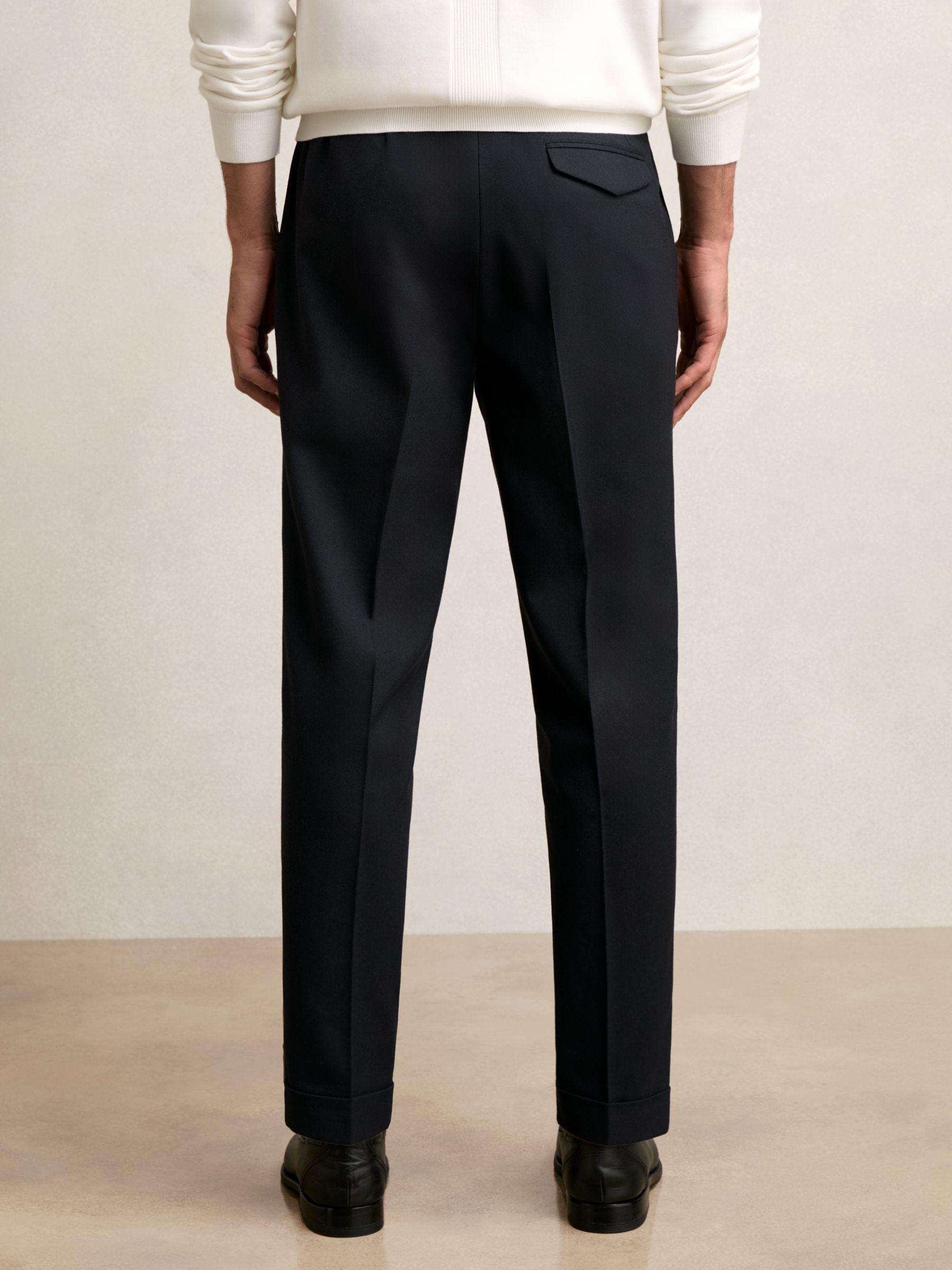 Regular Fit Herringbone Trousers With Cotton in Navy - Image 5 of 6