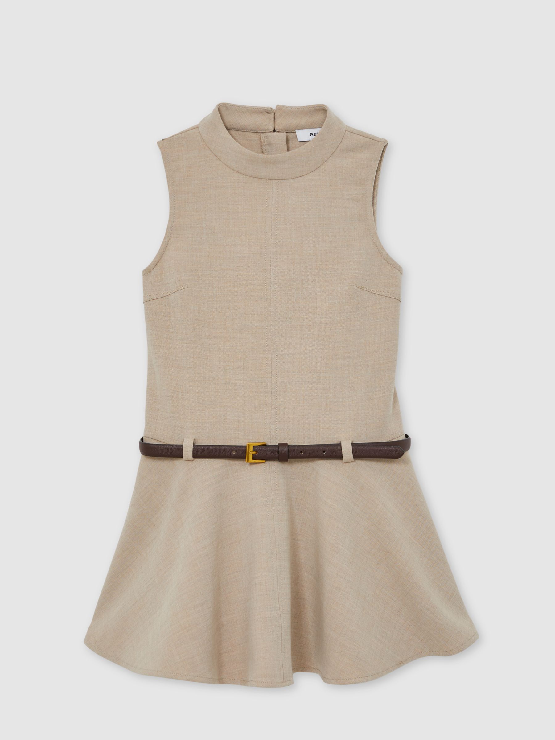 3-9 yrs Drop Waist Belted Sleeveless Dress in Neutral - Image 2 of 4