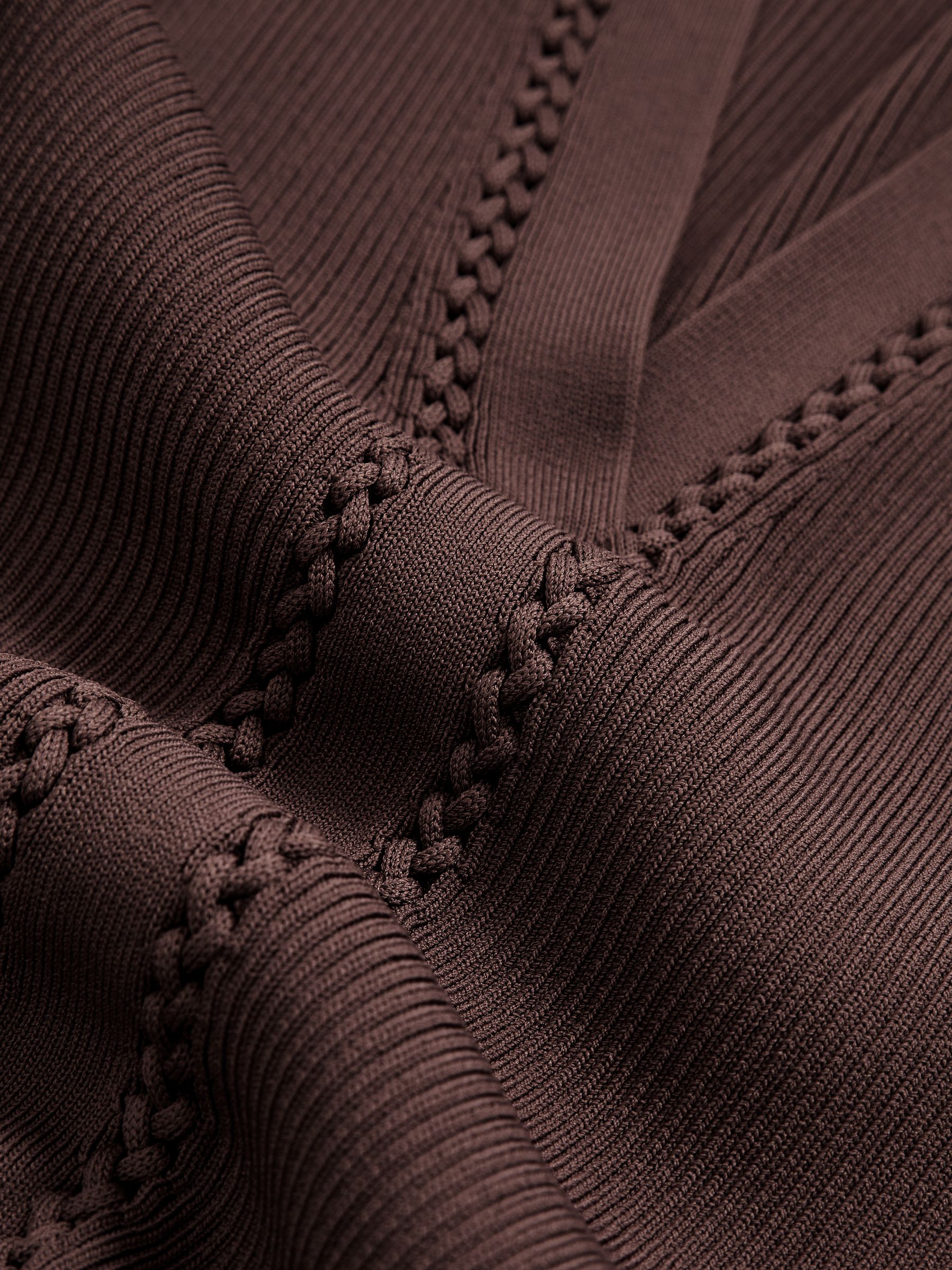 Craft-Stitch Rib-Knit Top in Mocha Brown - image 3