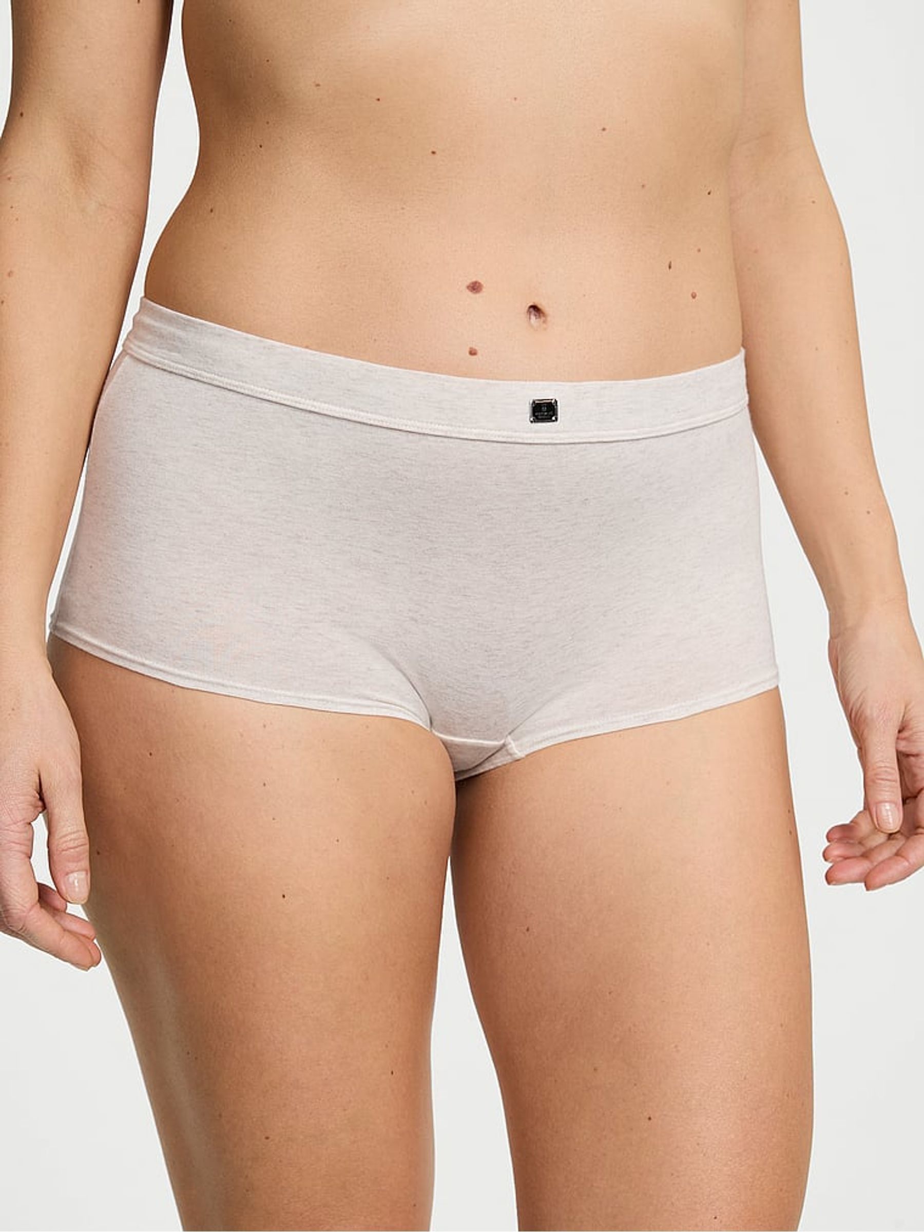 Natural White Heather Short Cotton Logo Knickers - Image 1 of 3