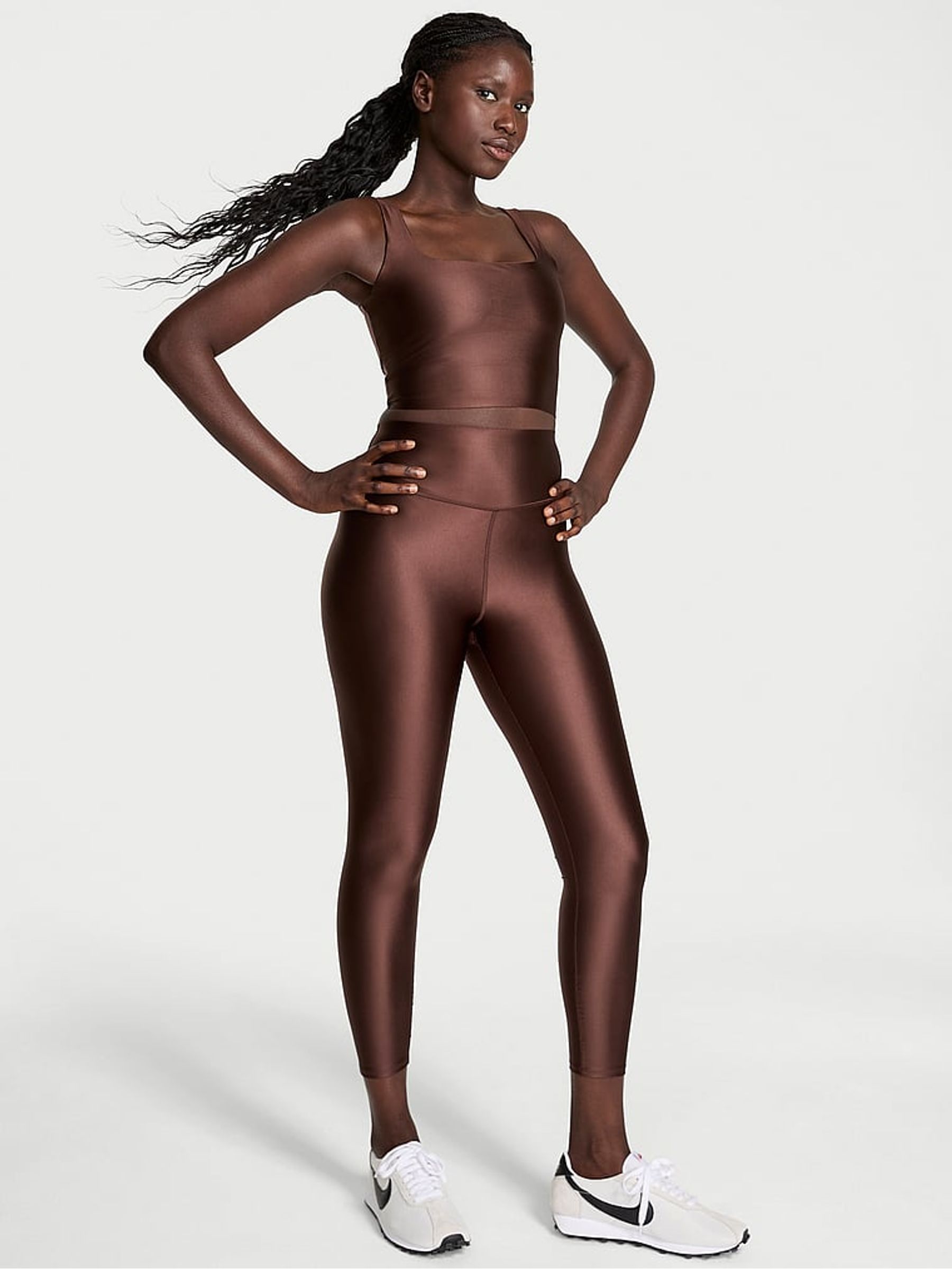 Ganache Brown Shine Leggings - Image 1 of 3