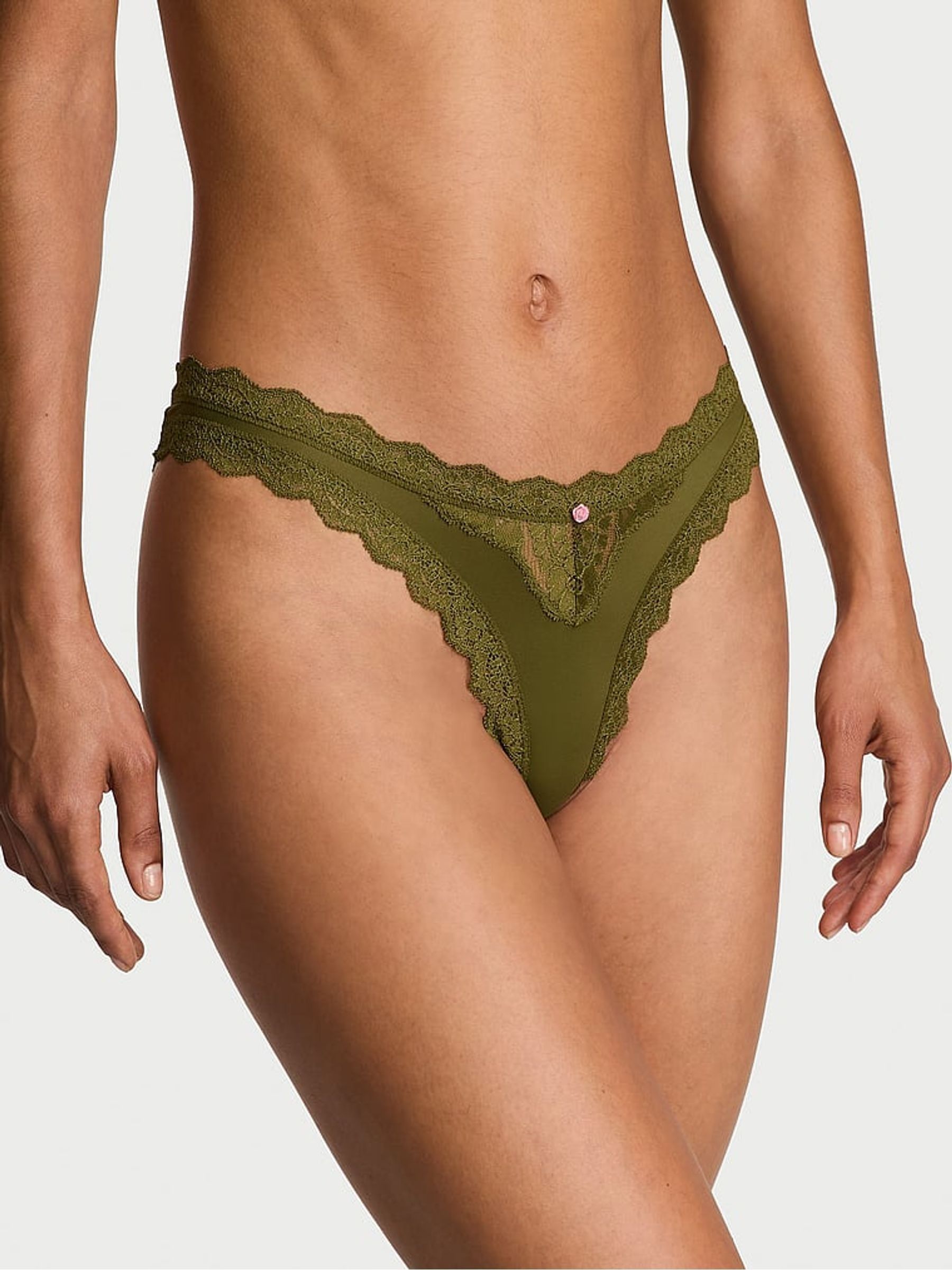 Green Chameleon Lace Trim Brazilian Knickers - Image 1 of 3
