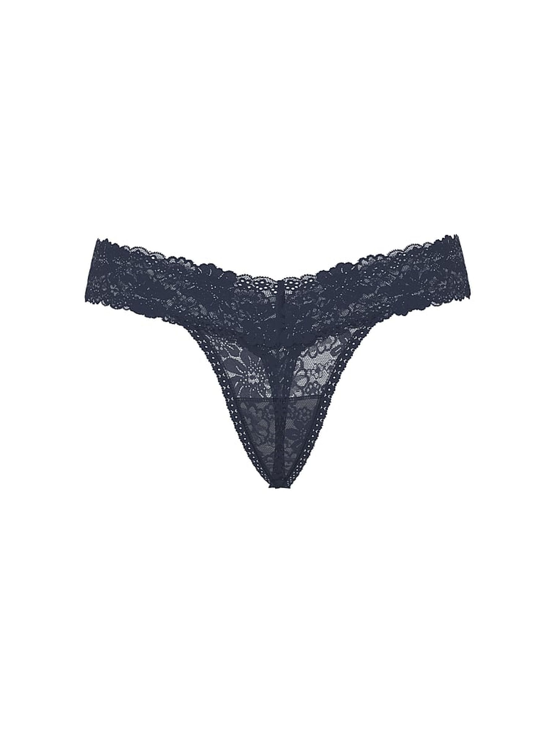 Noir Navy Blue Thong Floral Lace Knickers - Image 3 of 3