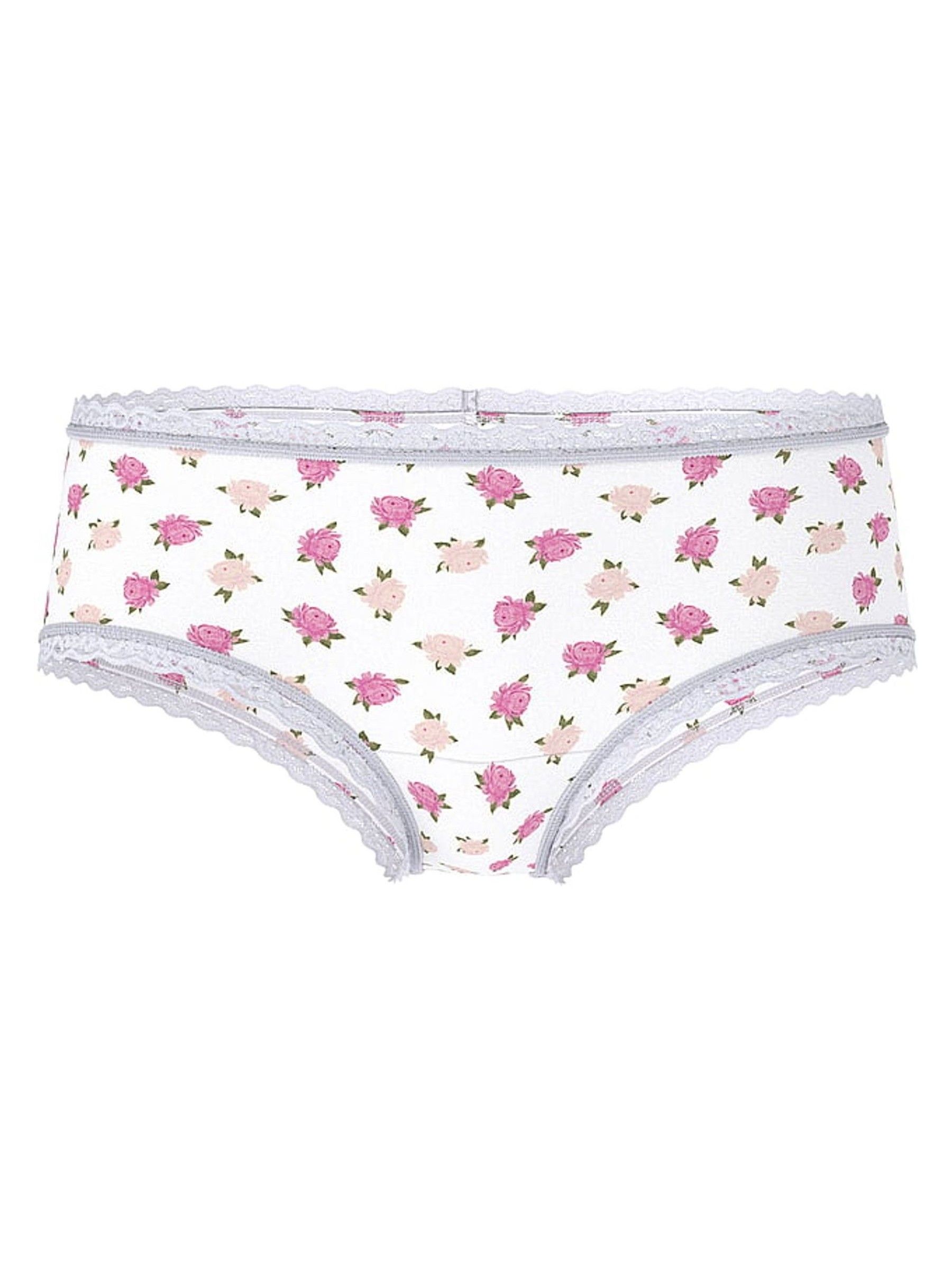 White Soft Peonies Cheeky Cotton Lace Trim Knickers - Image 3 of 3