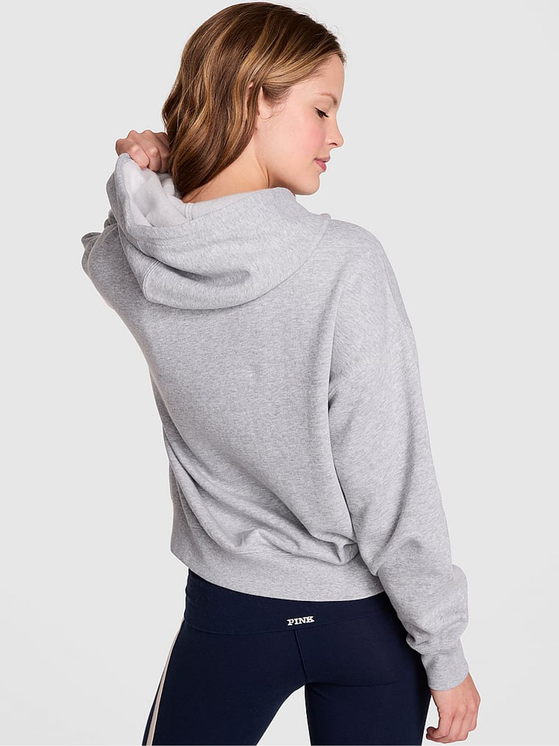 Medium Heather Grey Half Zip Fleece Hoodie - Image 2 of 3
