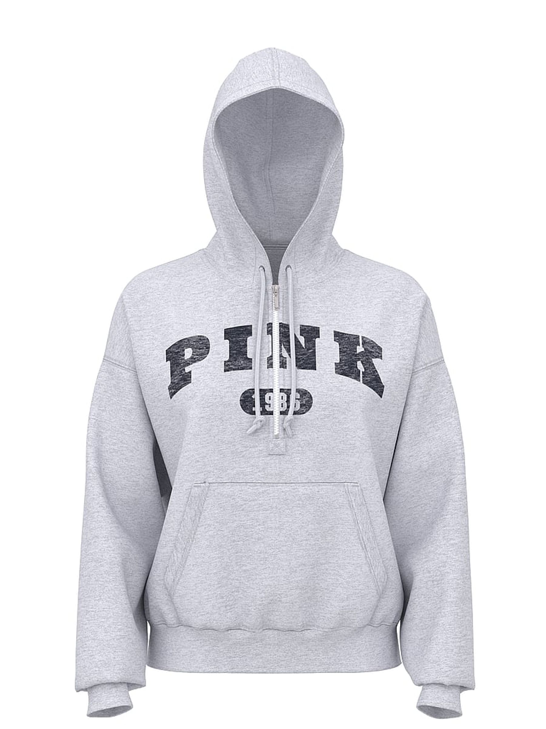 Medium Heather Grey Half Zip Fleece Hoodie - Image 3 of 3