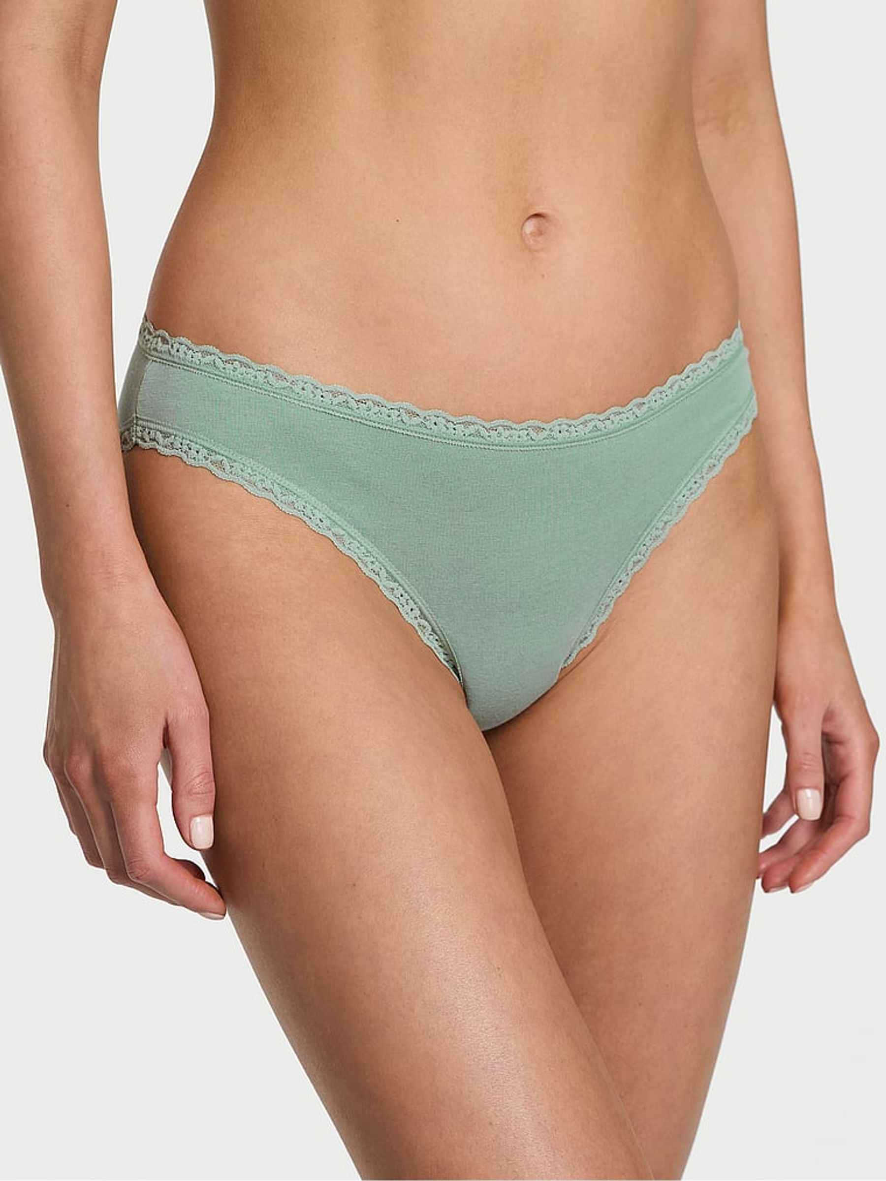 Seasalt Green Bikini Lace Trim Knickers - Image 1 of 3