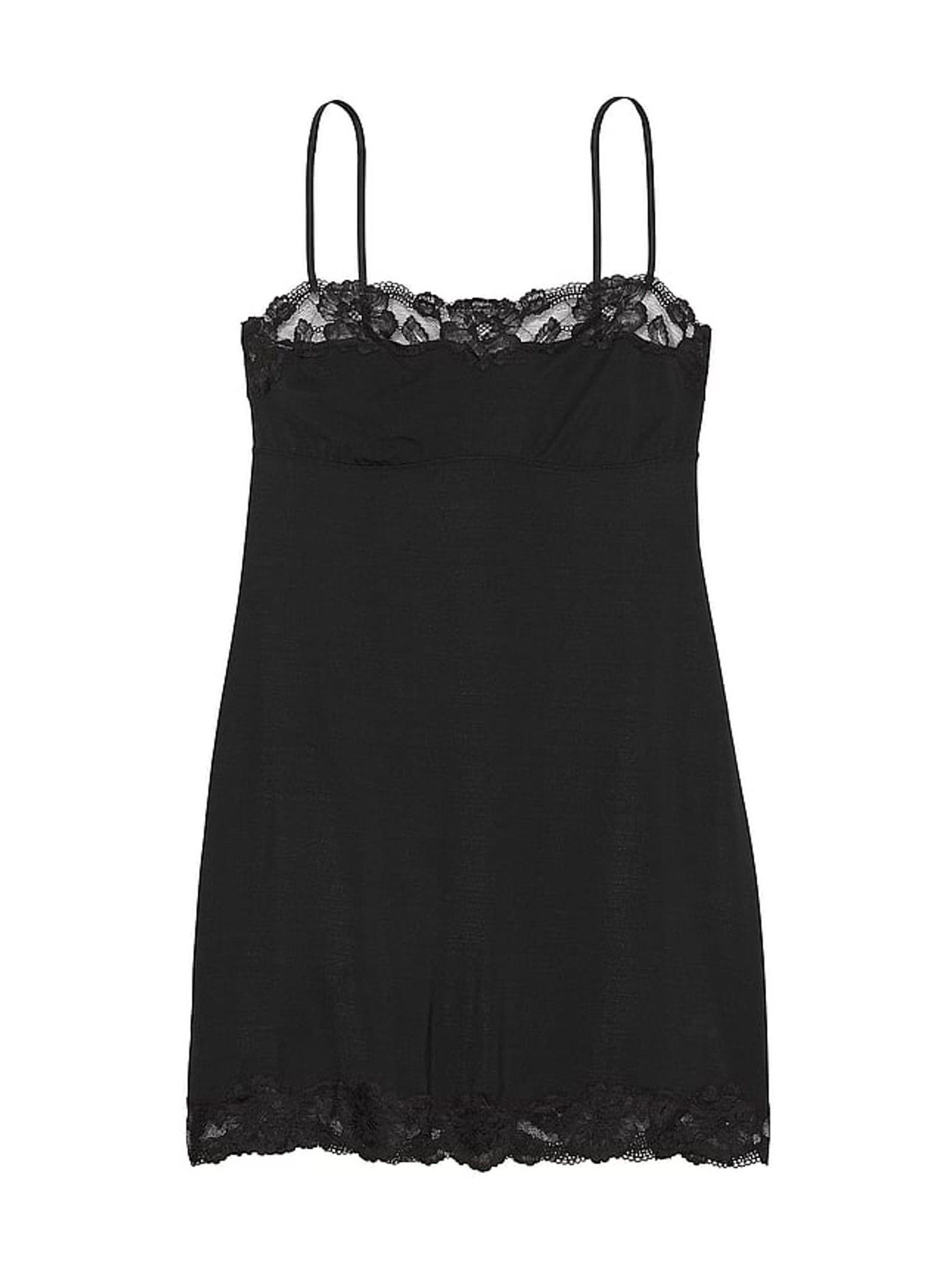 Black Modal Straight Neck Slip Dress - Image 3 of 3