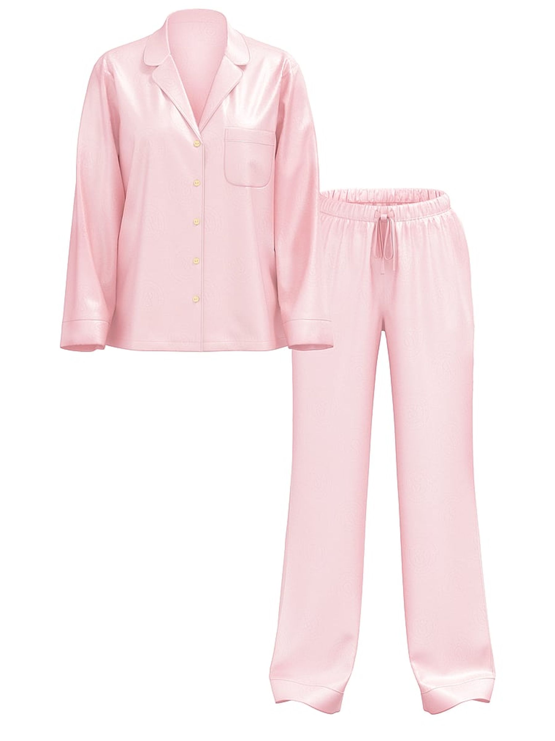 Angel Pink Jacquard Satin Long Pyjamas Set - Image 4 of 4