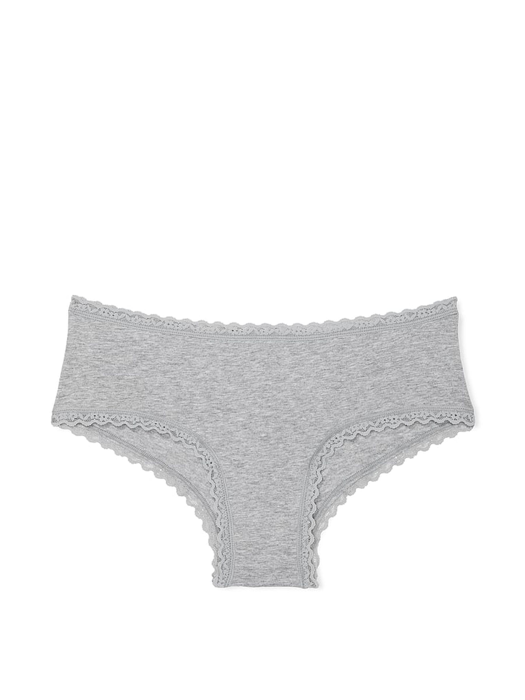 Heather Grey Cheeky Cotton Lace Trim Knickers - Image 3 of 3
