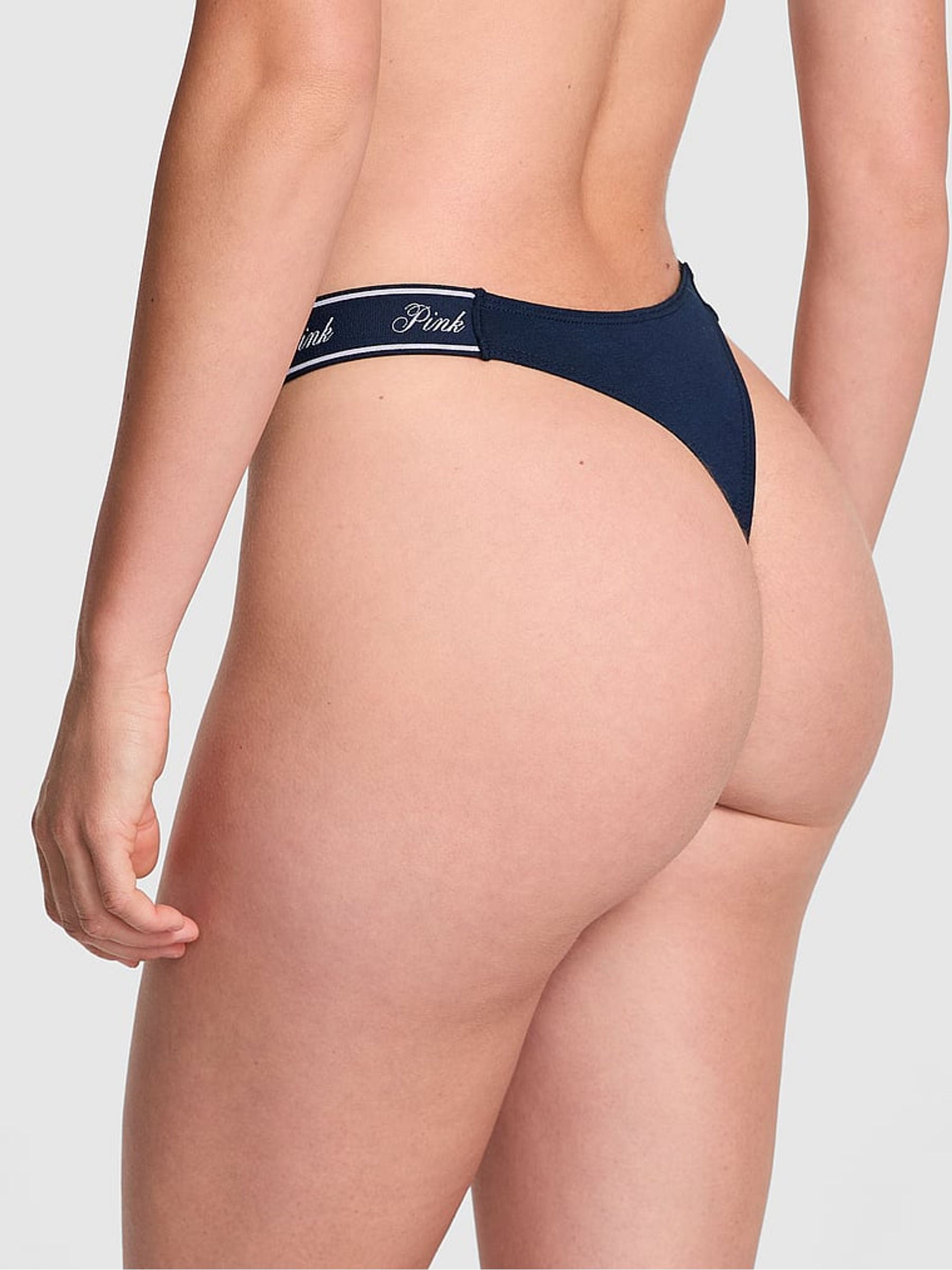 Noir Navy Blue Cotton Logo Knickers - Image 2 of 3