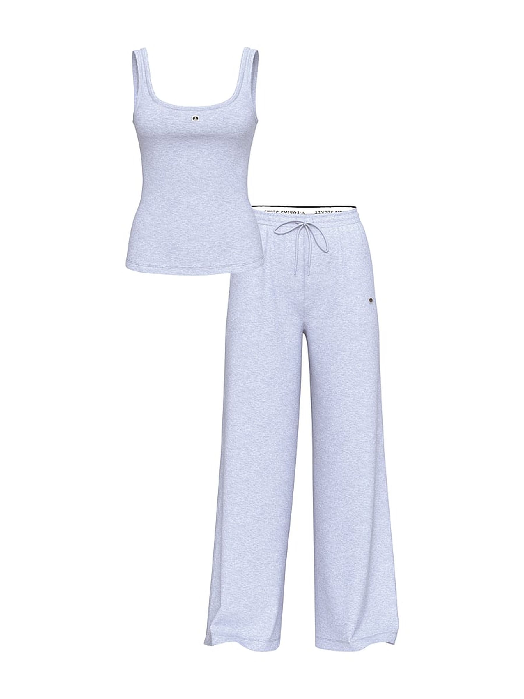 Heather Cornflower Blue Cotton Tank Long Pyjamas Set - Image 3 of 3