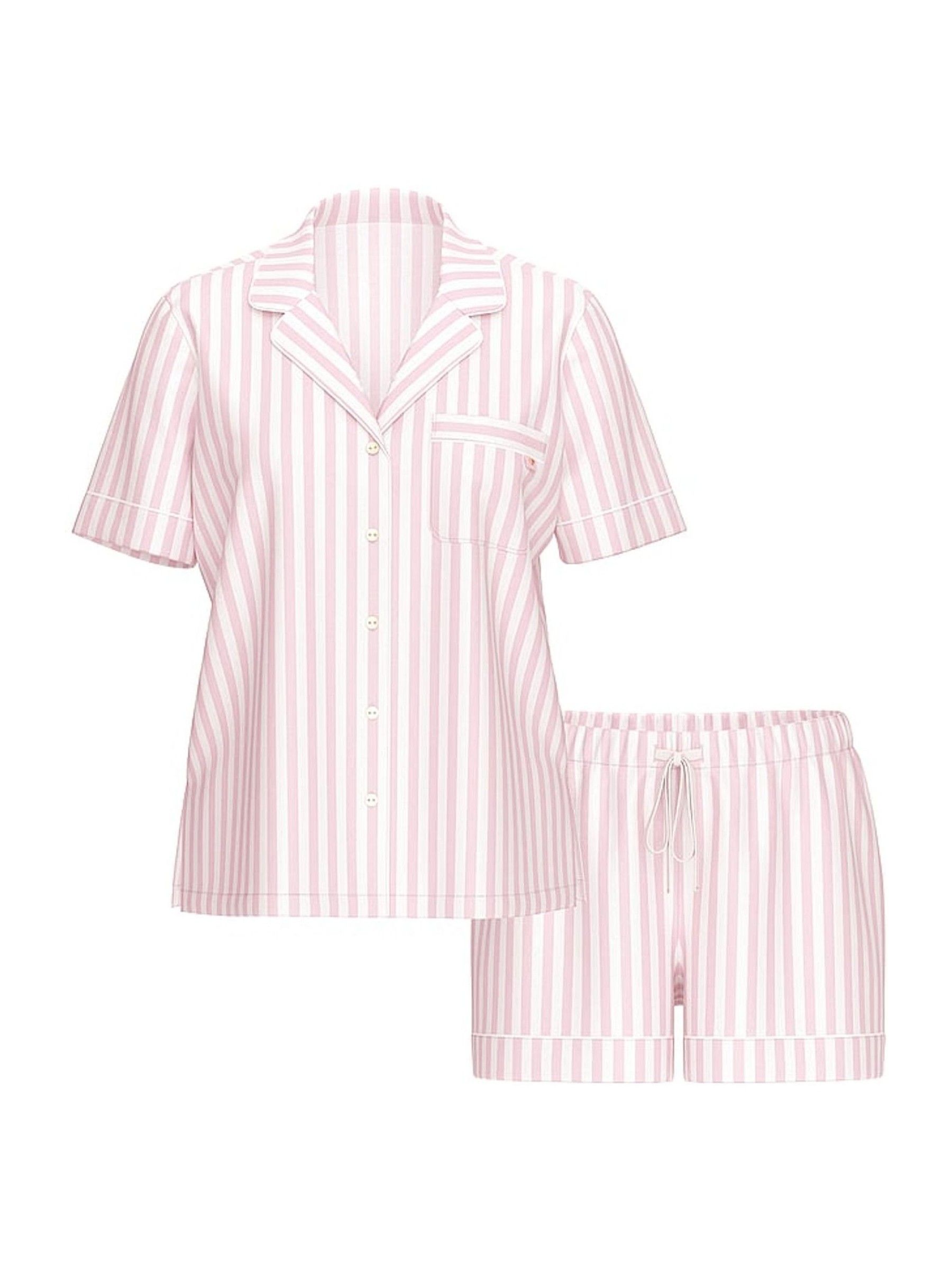 Pretty Blossom Pink Iconic Stripe Modal Short Pyjamas Set - Image 3 of 3