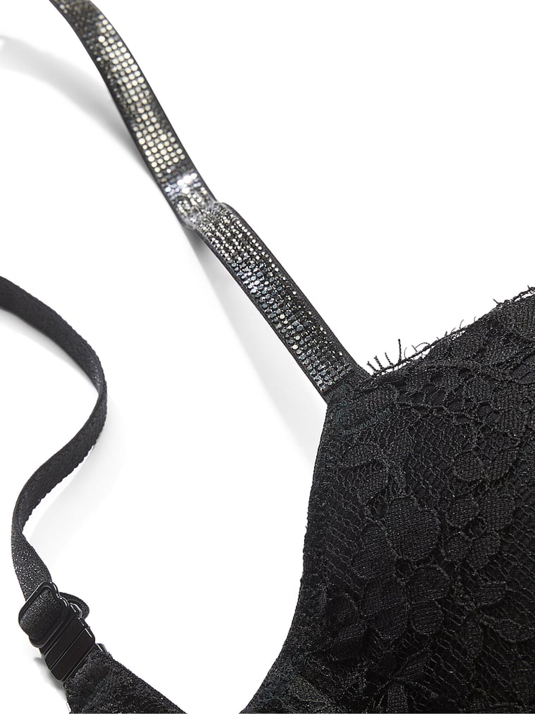 Black Push Up Twinkle Strap Lace Bra - Image 5 of 6