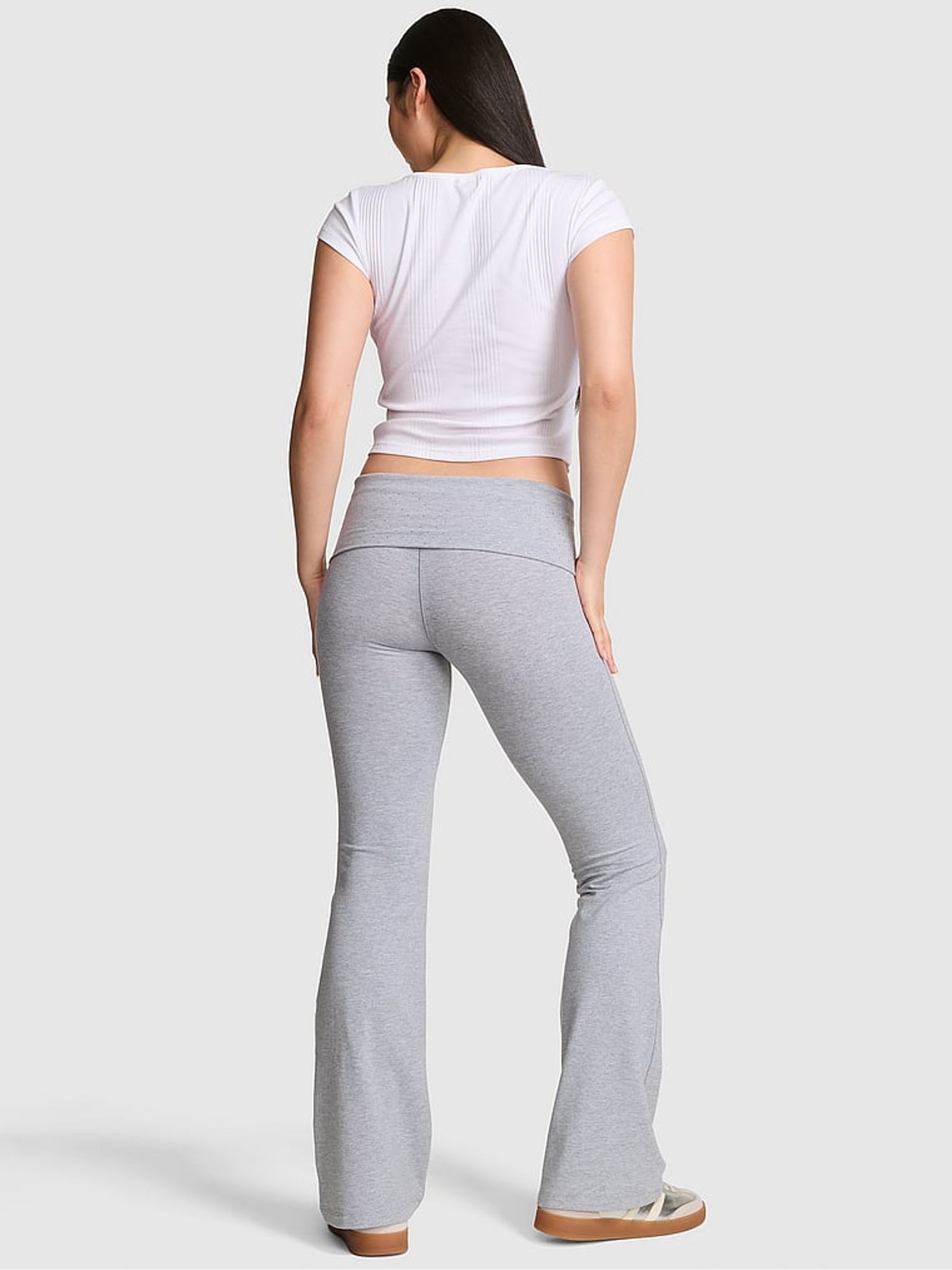 Medium Heather Grey Foldover Flares Leggings - Image 2 of 2