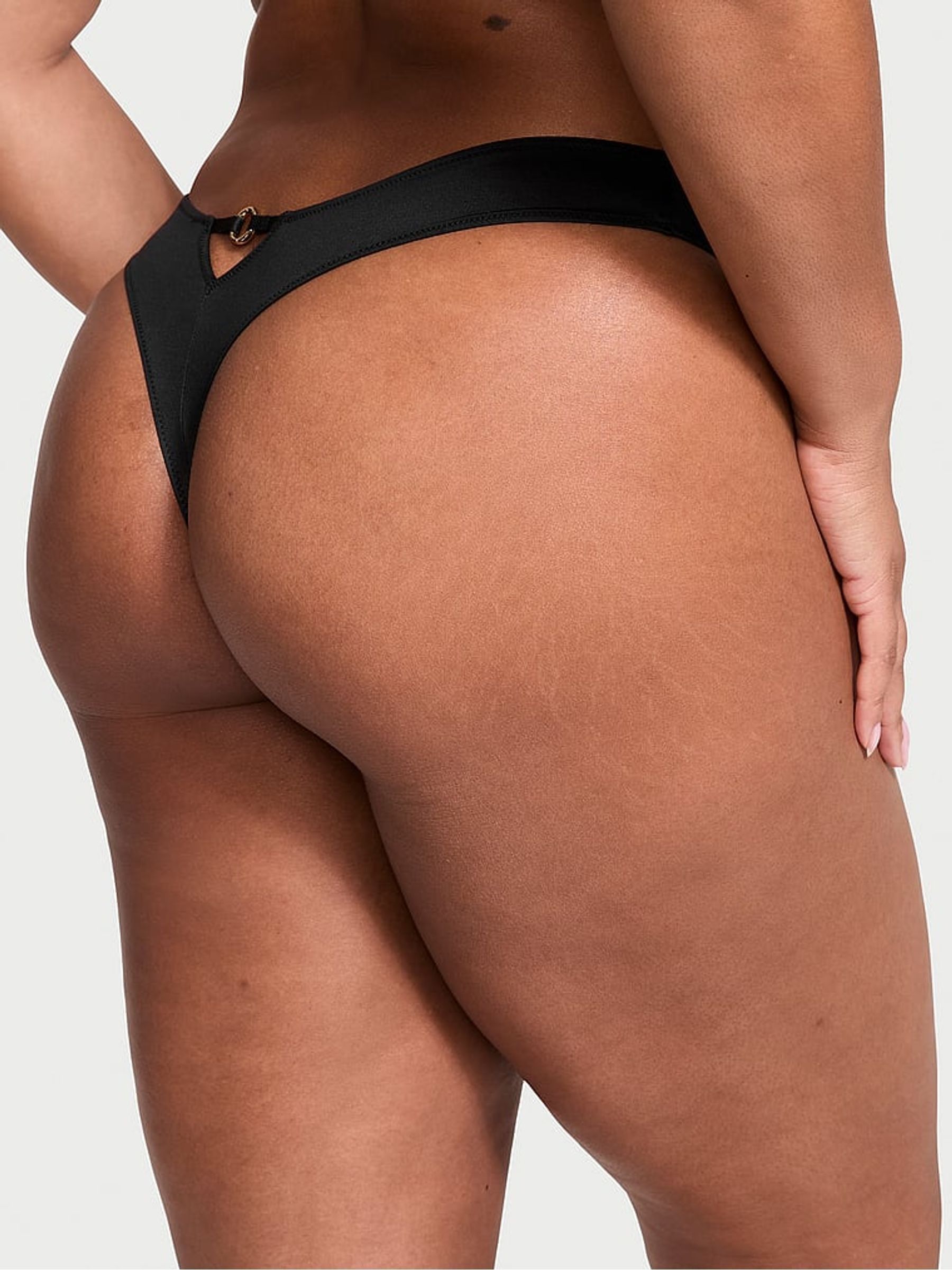 Black Strappy Crotchless Thong Knickers - Image 2 of 3