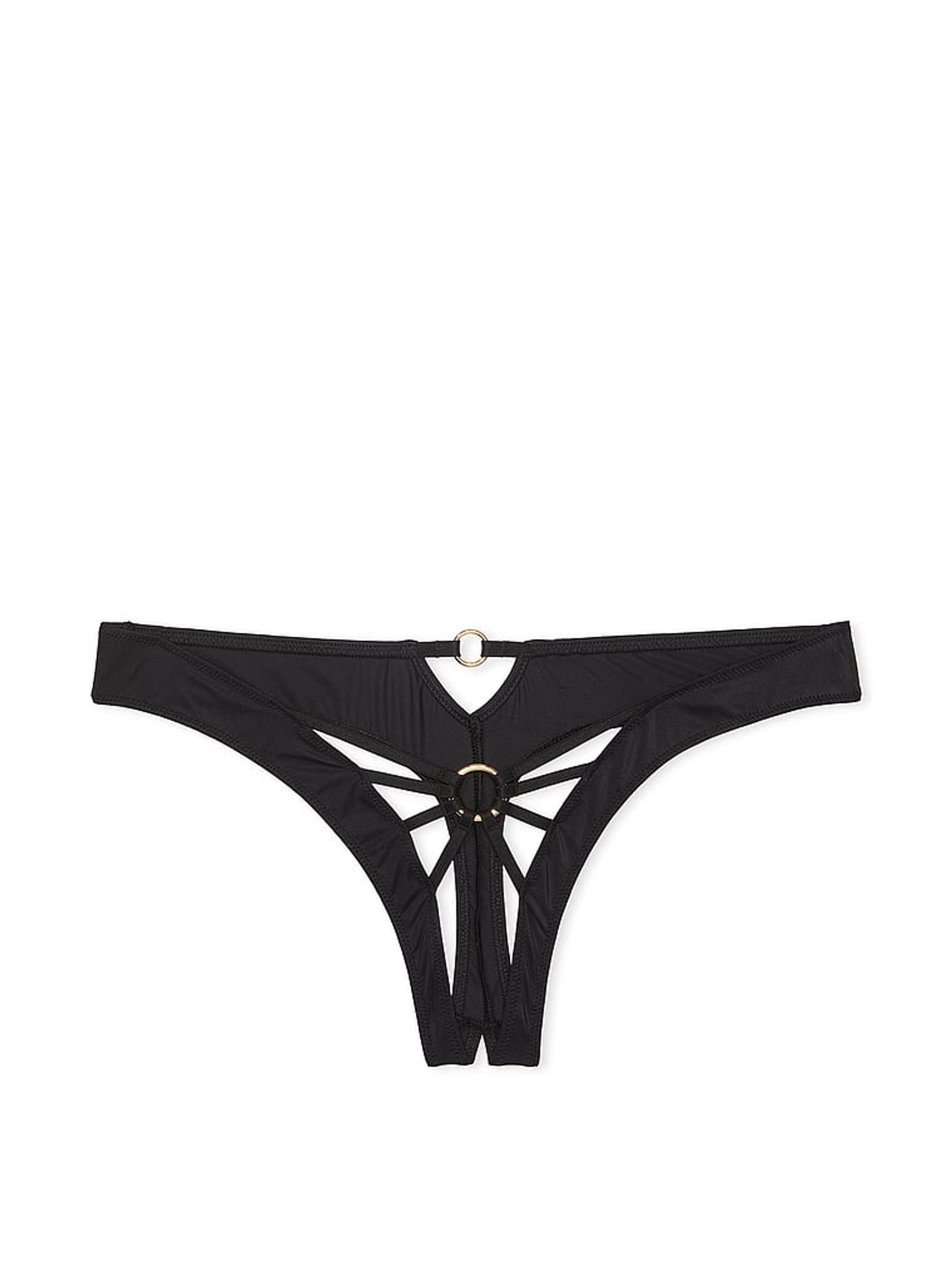 Black Strappy Crotchless Thong Knickers - Image 3 of 3