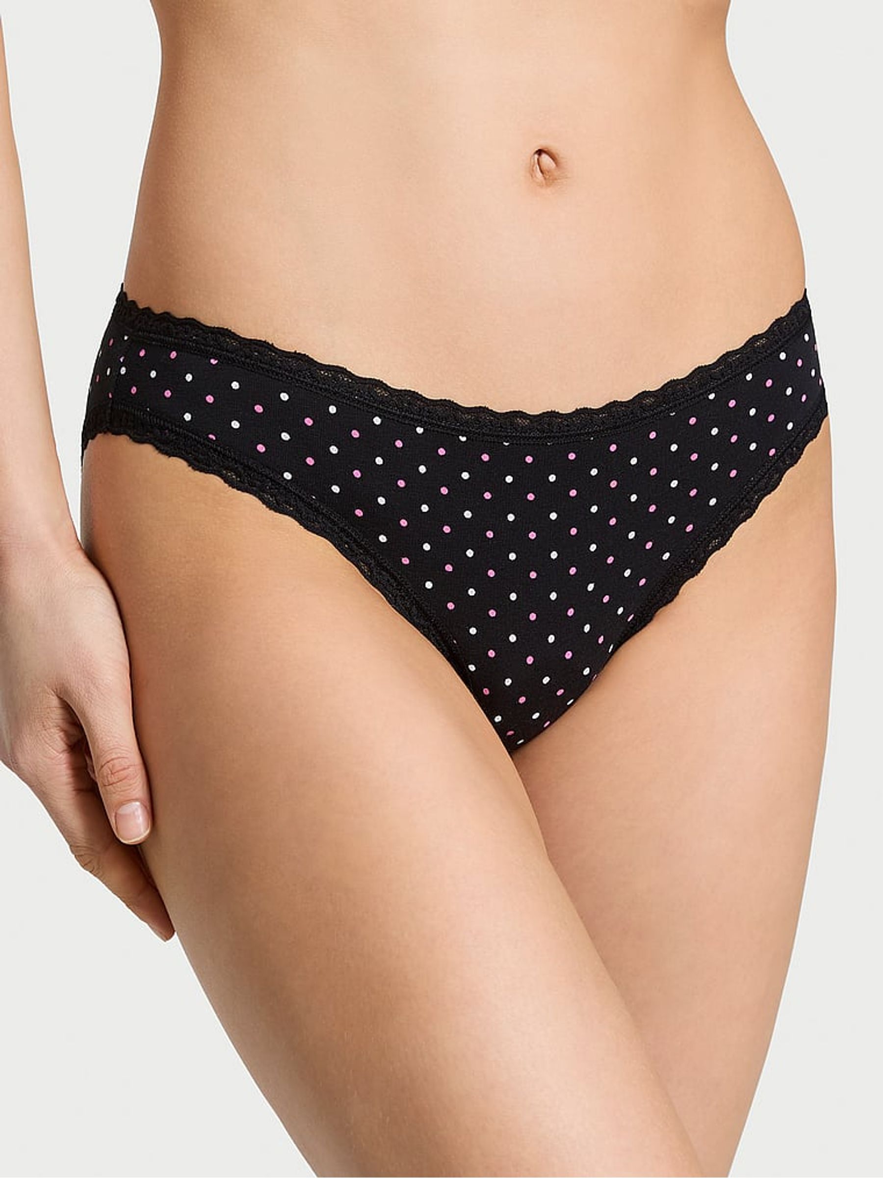 Black Dots Bikini Lace Trim Knickers - Image 1 of 3