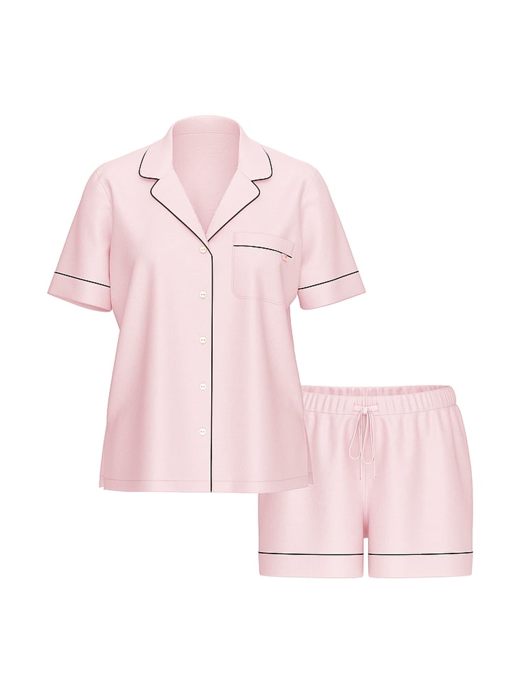 Angel Pink With Black Piping Modal Short Pyjamas Set - Image 3 of 3