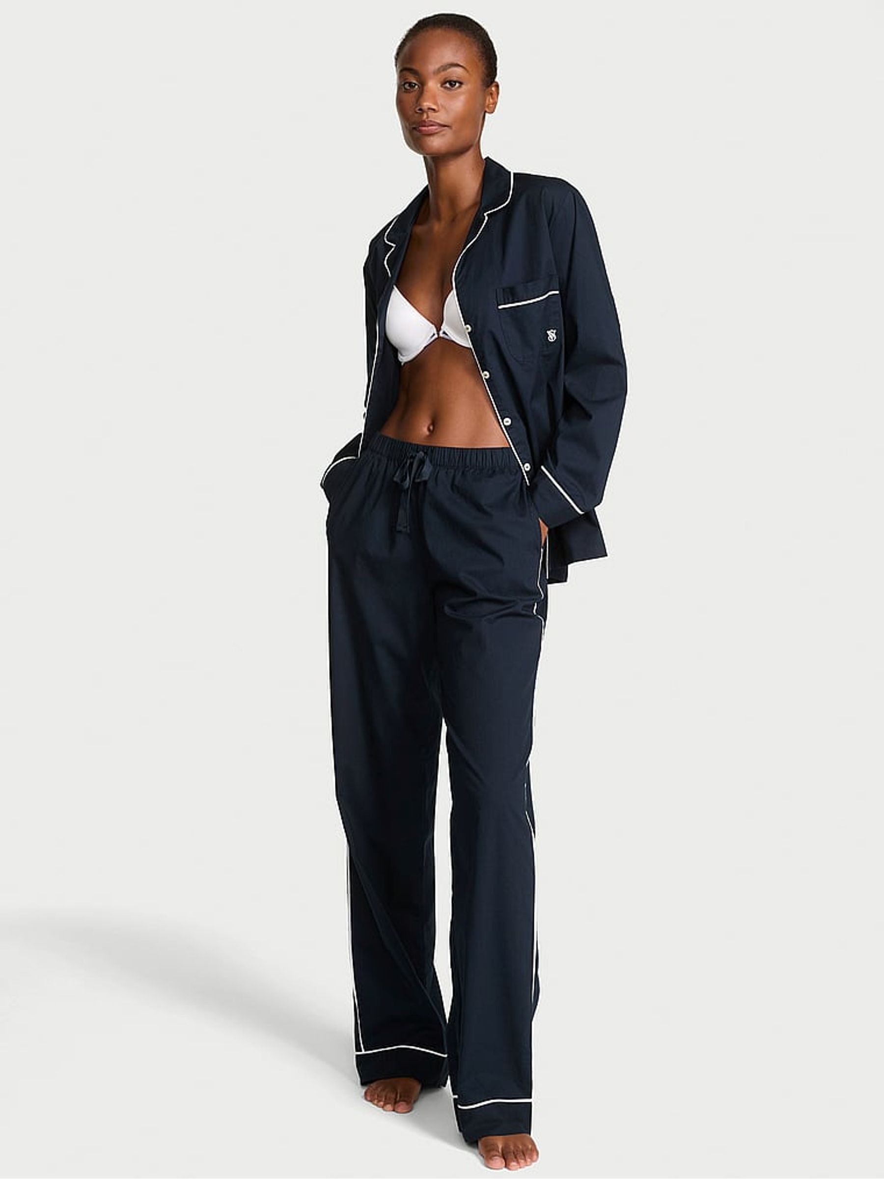 Dark Twilight Blue Cotton Long Pyjamas Set - Image 1 of 3