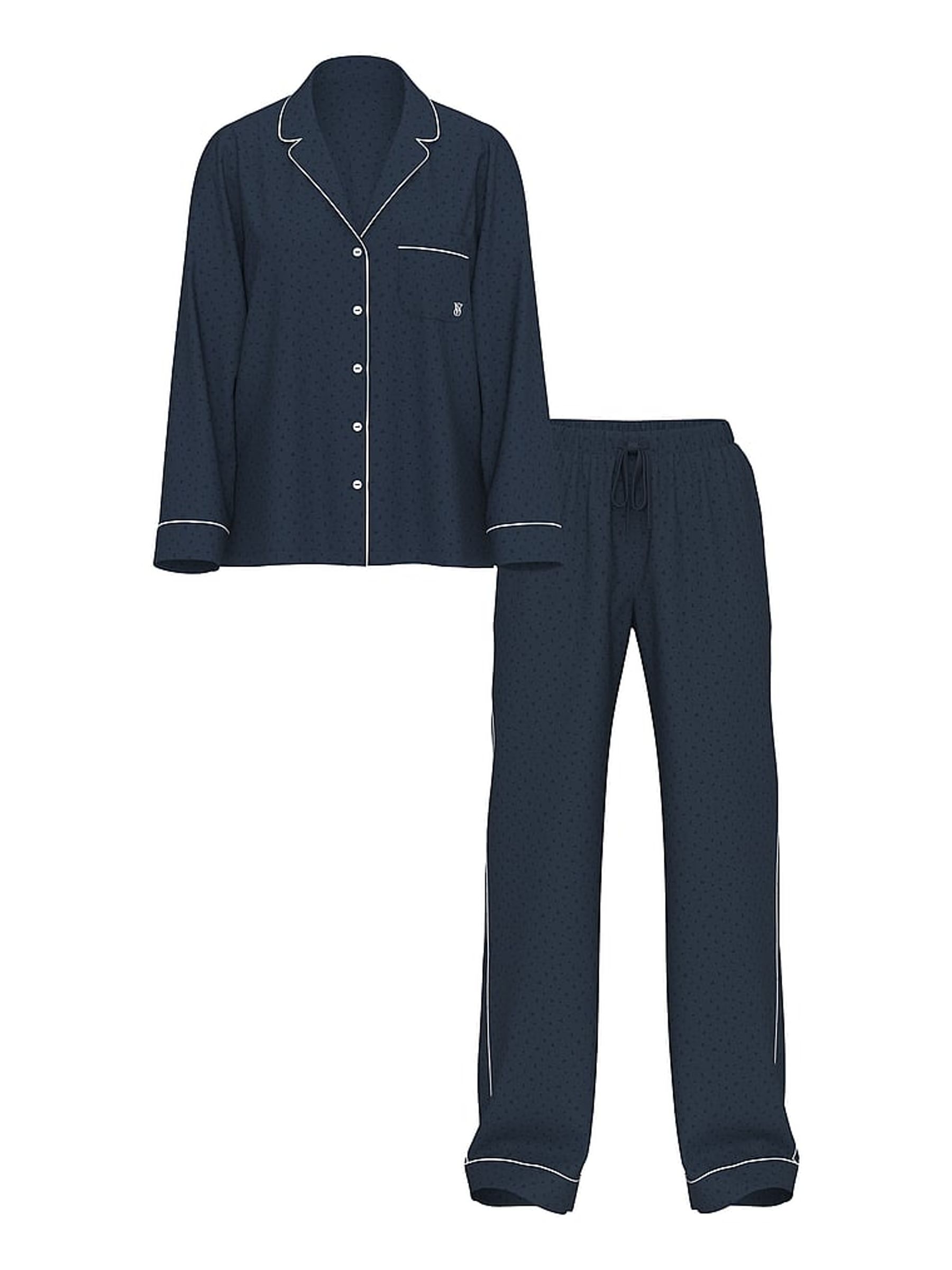 Dark Twilight Blue Cotton Long Pyjamas Set - Image 3 of 3