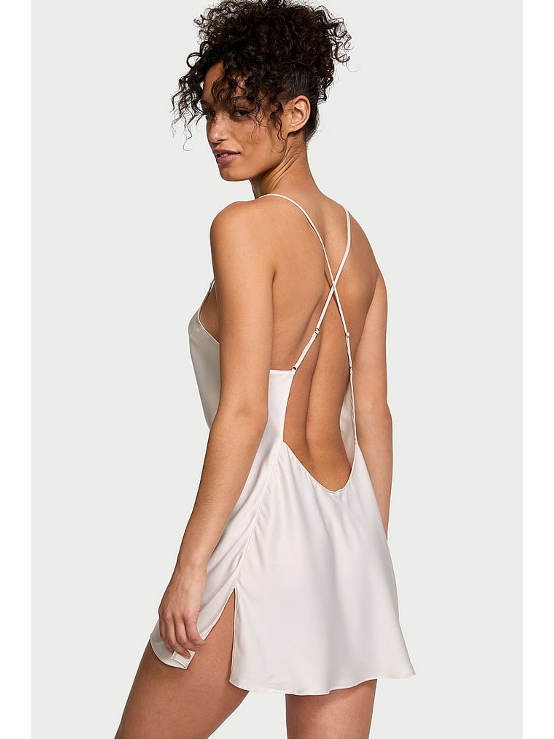 Coconut White Satin Open Back Slip - Image 2 of 3