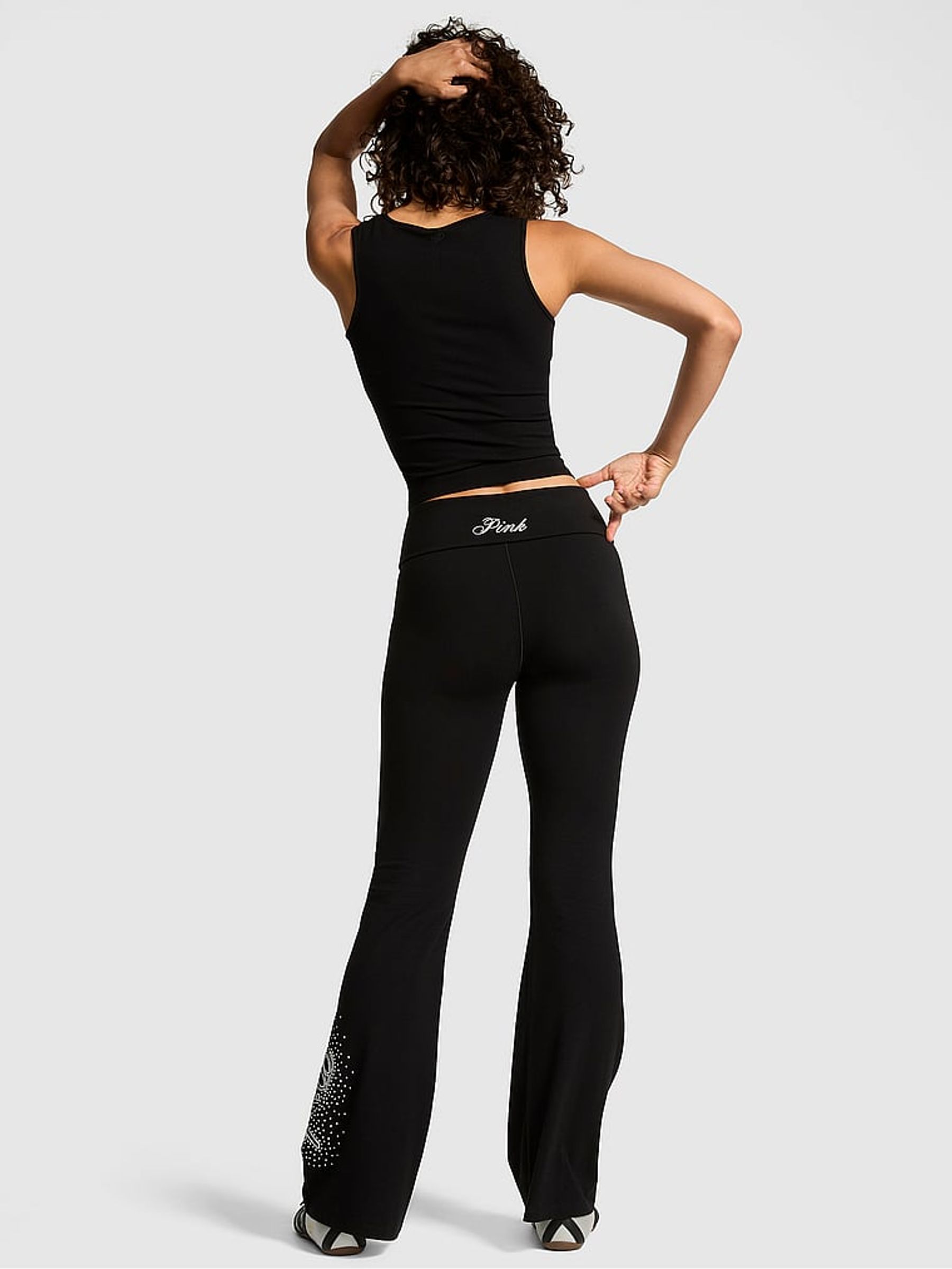 Black Diamonte Foldover Leggings - Image 2 of 3