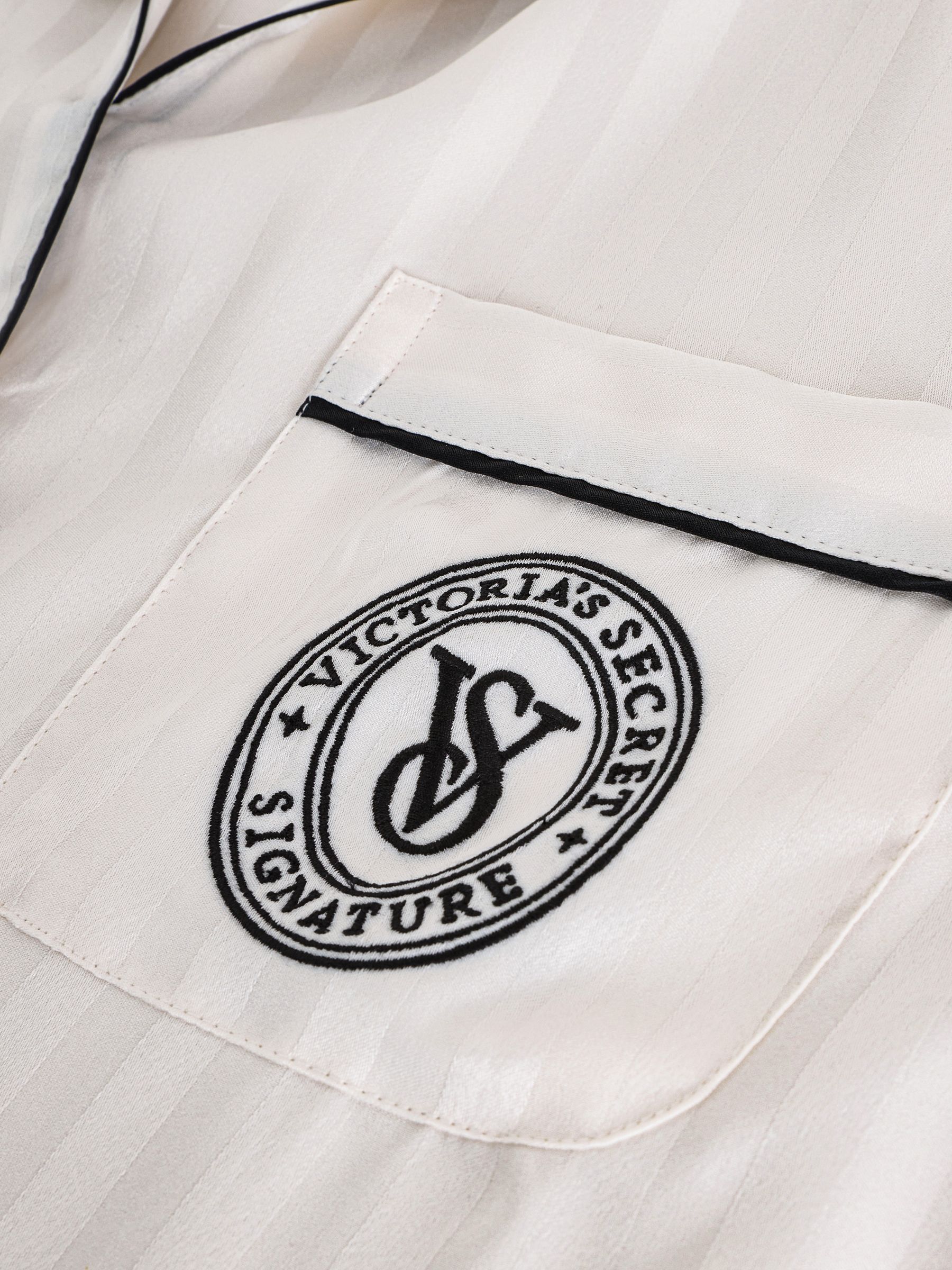 White Stripe Satin Short Pyjamas Set - Image 6 of 7