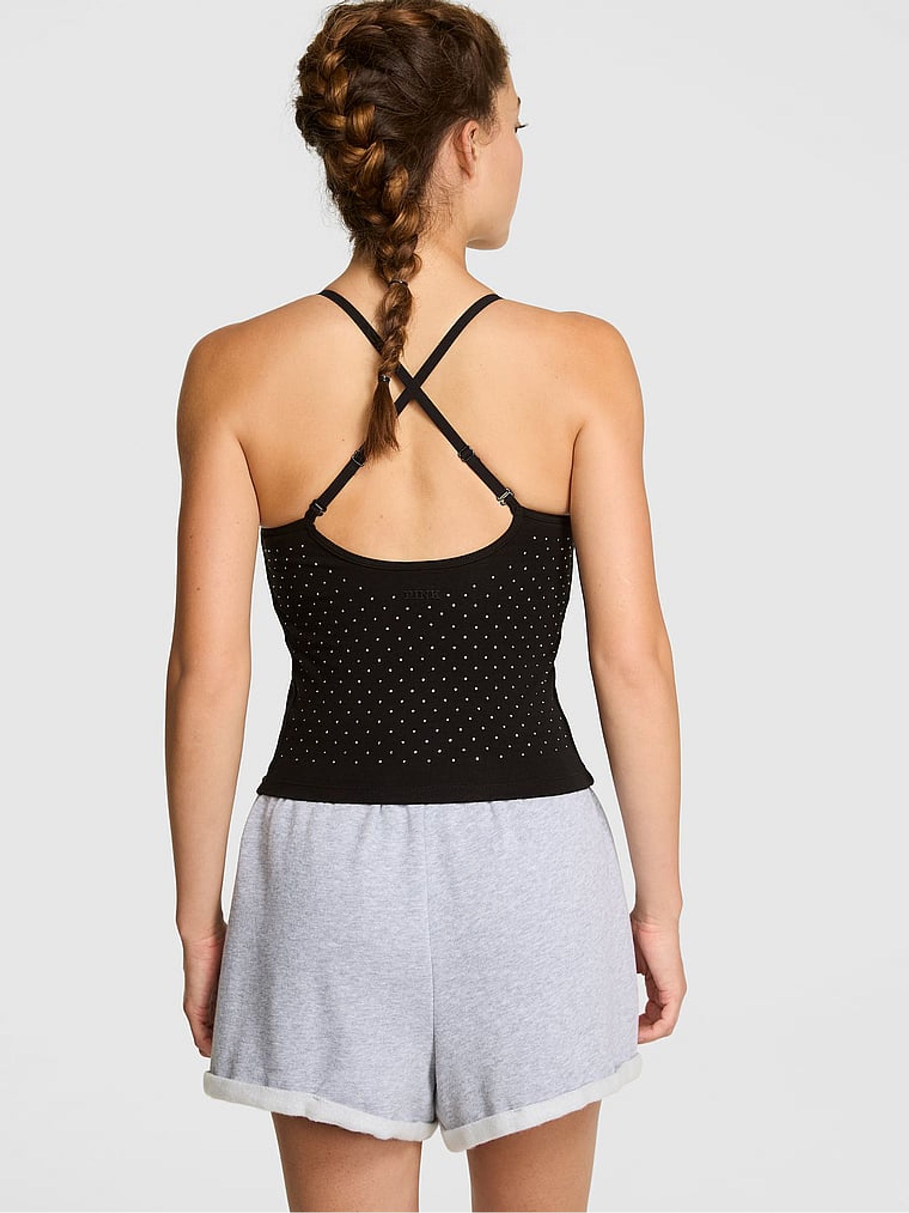 Black Cotton Square Neck Sports Bra - Image 2 of 2