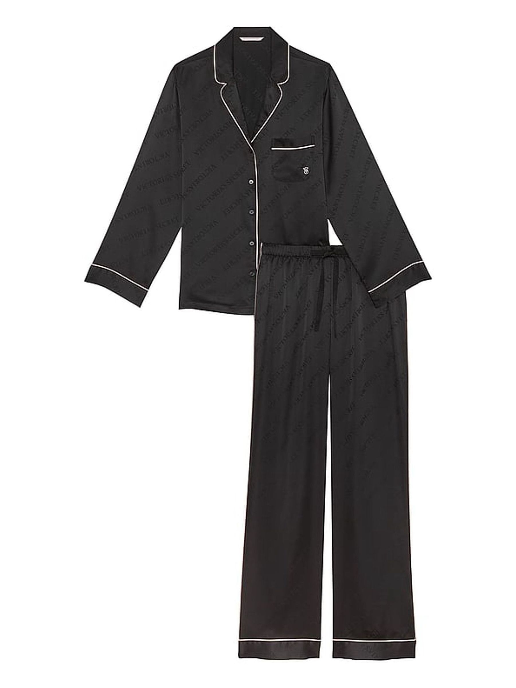 Black Satin Long Pyjamas Set - Image 3 of 3