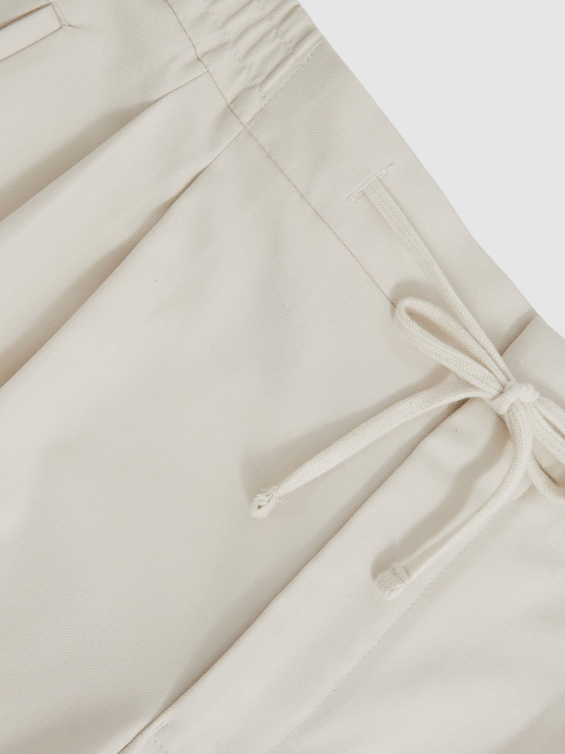 Wide Leg Pleated Drawstring Trousers in Ecru - Image 6 of 6