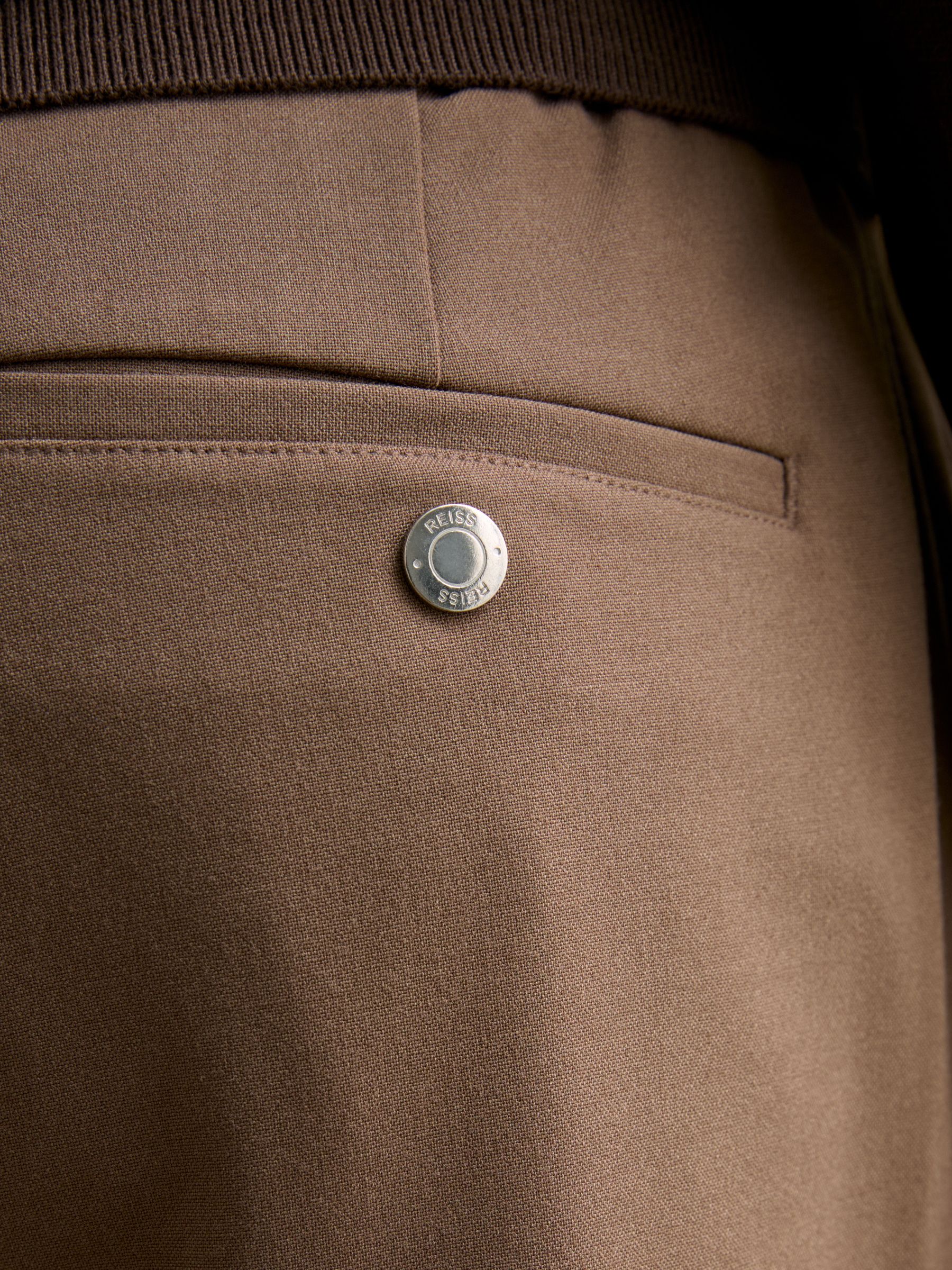 Stretch Slim Fit Drawstring Trousers in Camel - Image 6 of 7
