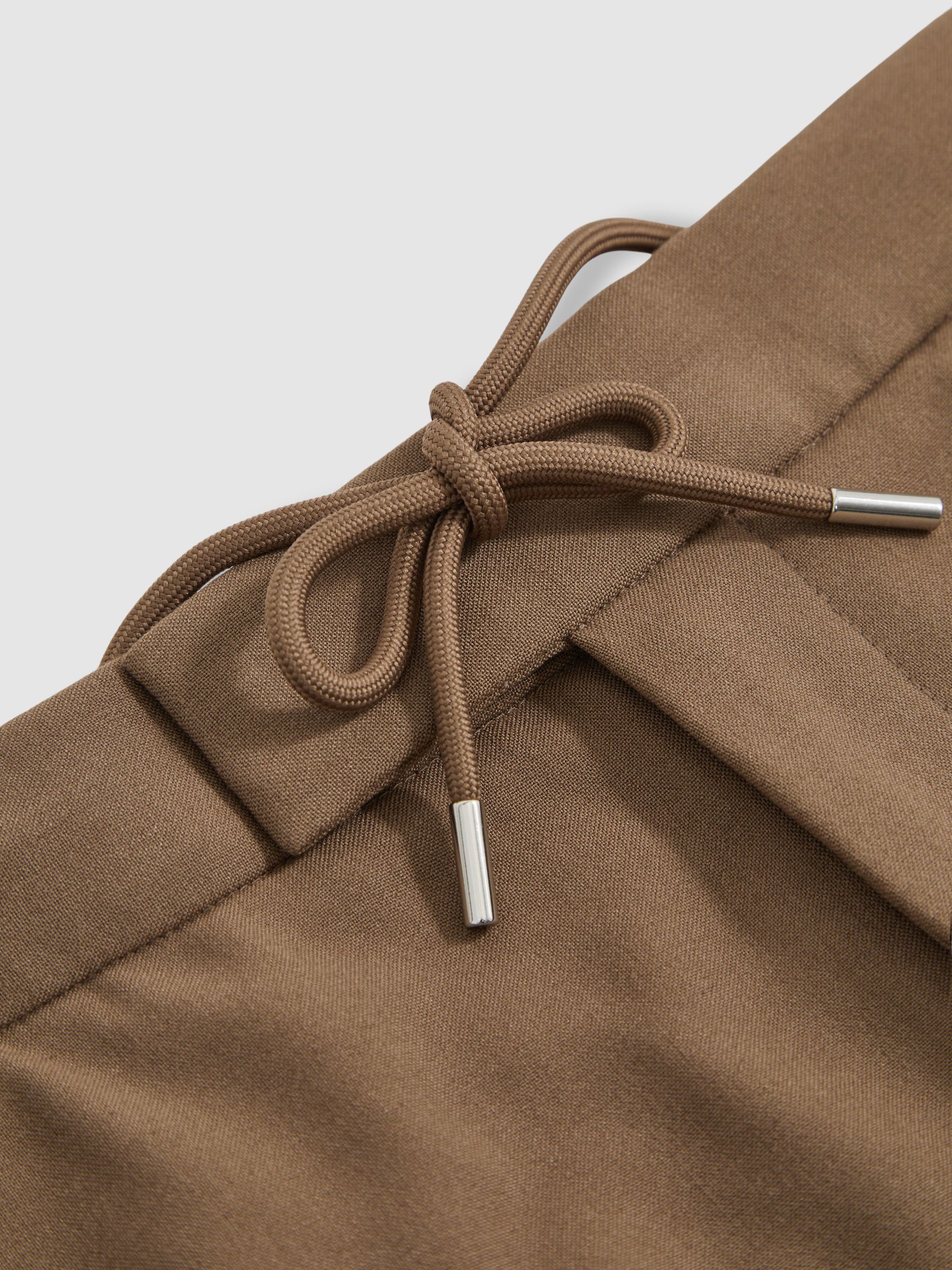 Stretch Slim Fit Drawstring Trousers in Camel - Image 7 of 7