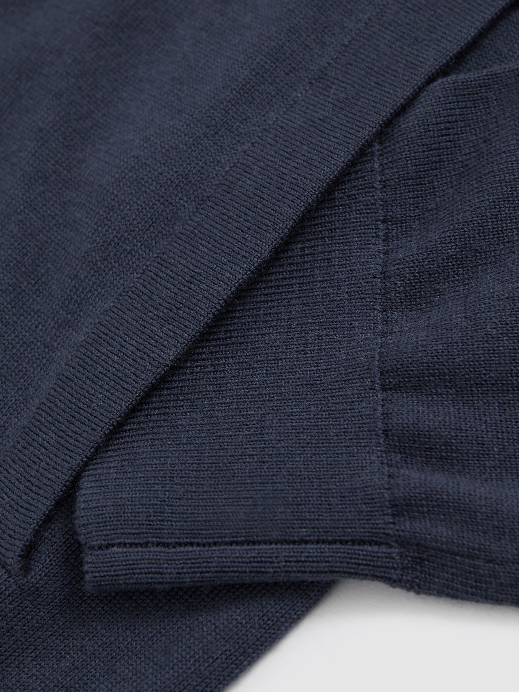 Merino Wool Zip Through Cardigan in Midnight Navy - image 5