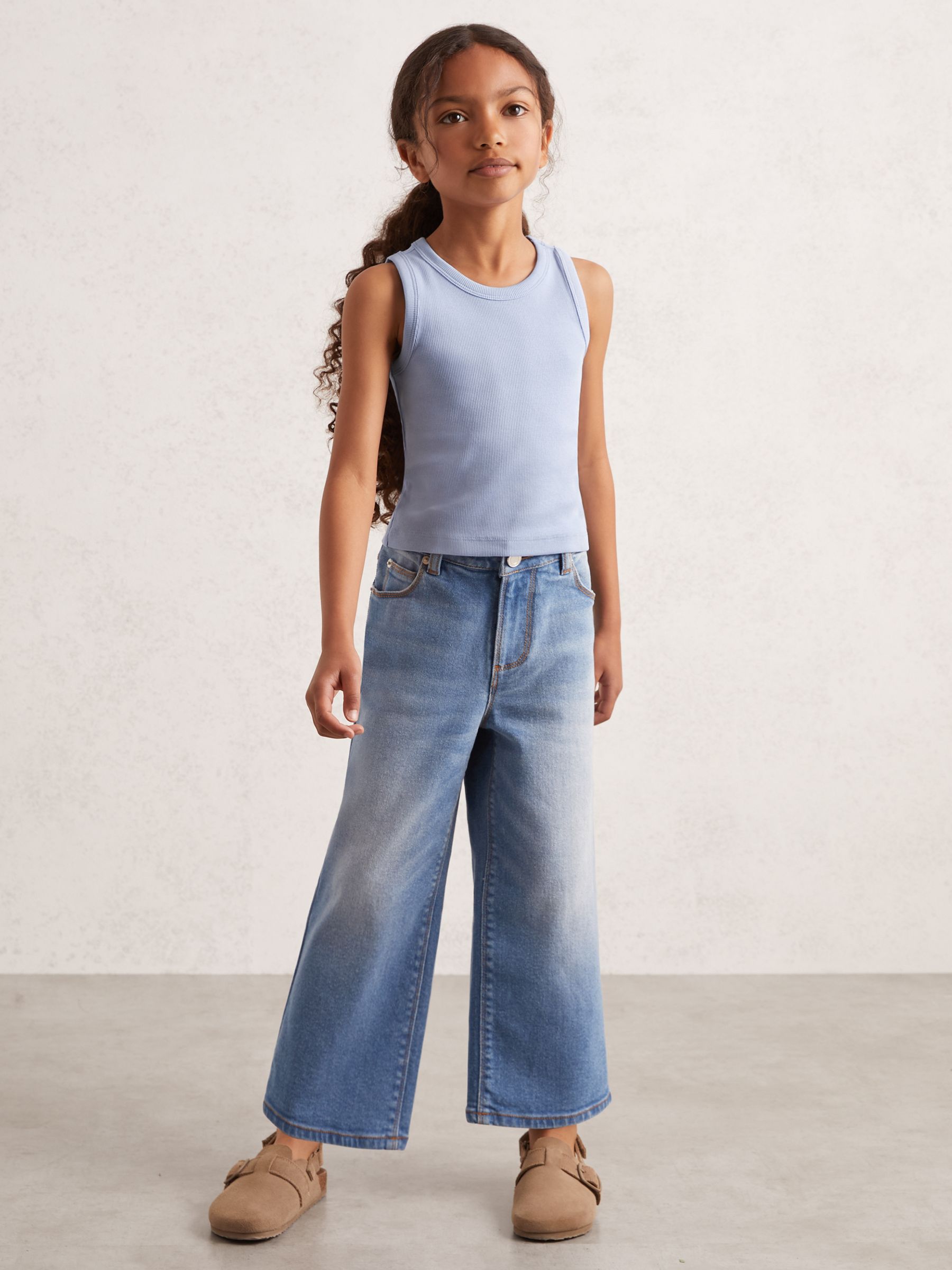 9-13 yrs Stretch-Cotton Ribbed Vest in Blue - Image 3 of 4