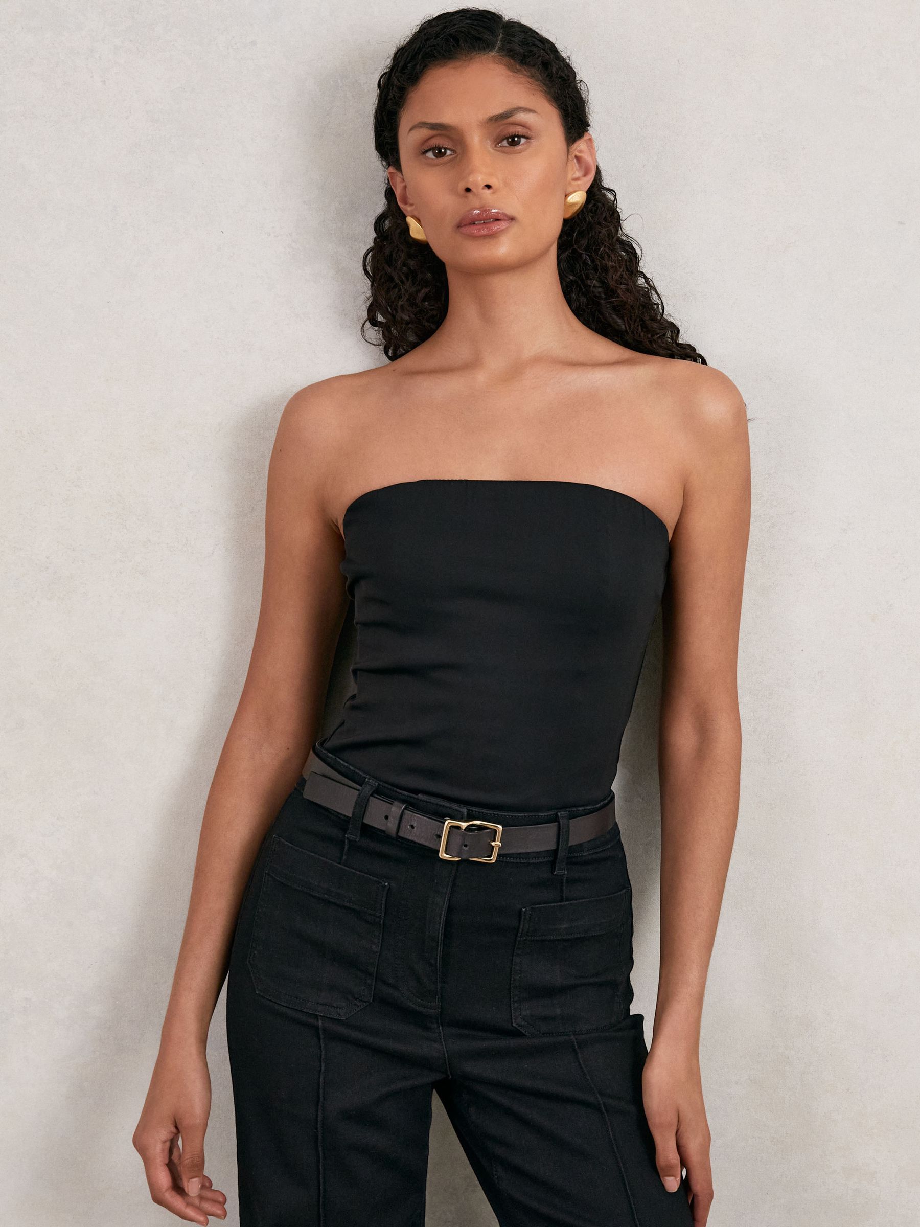 Strapless Corset Bodysuit in Black - Image 1 of 5
