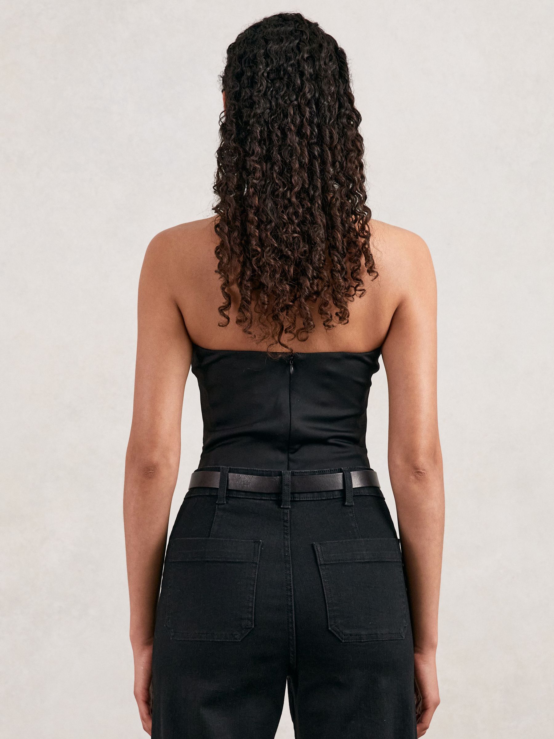 Strapless Corset Bodysuit in Black - Image 4 of 5