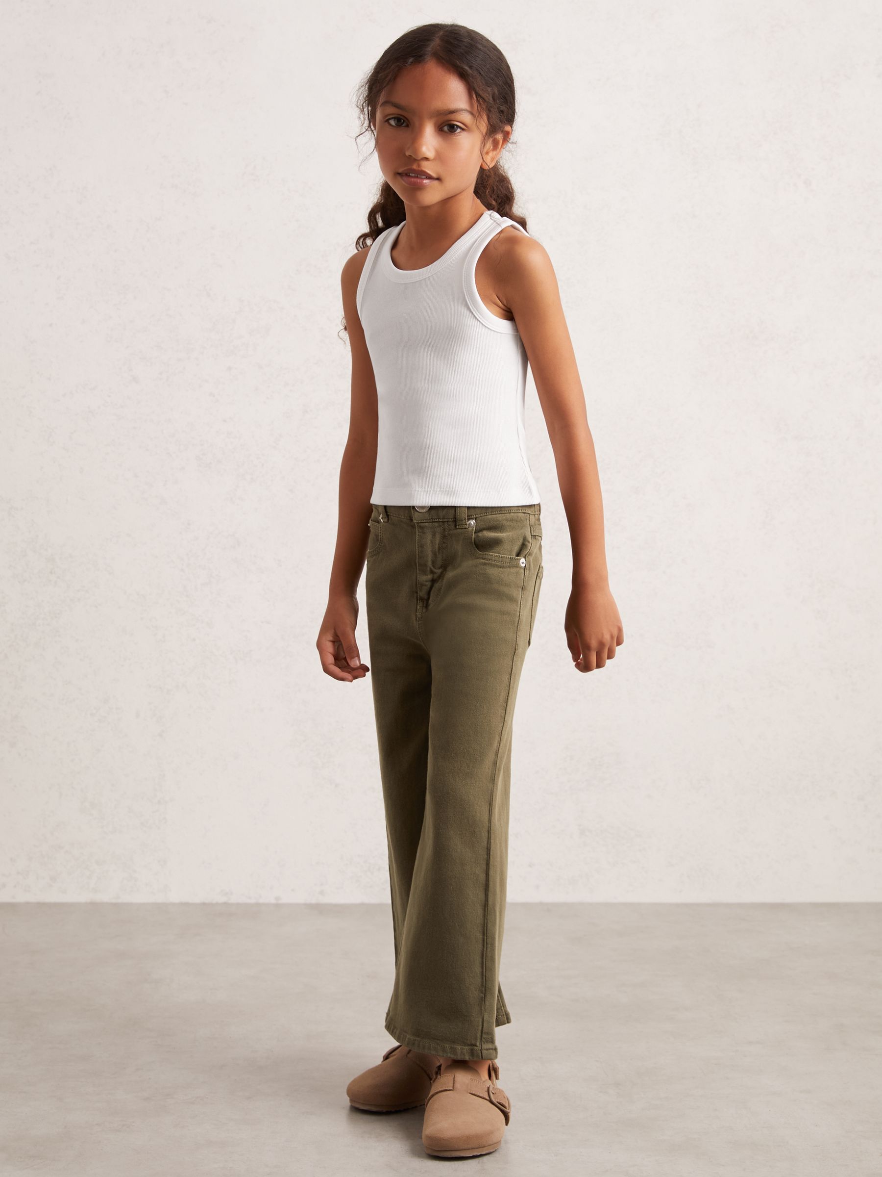 3-9 yrs Stretch-Cotton Ribbed Vest in Ivory - Image 1 of 4