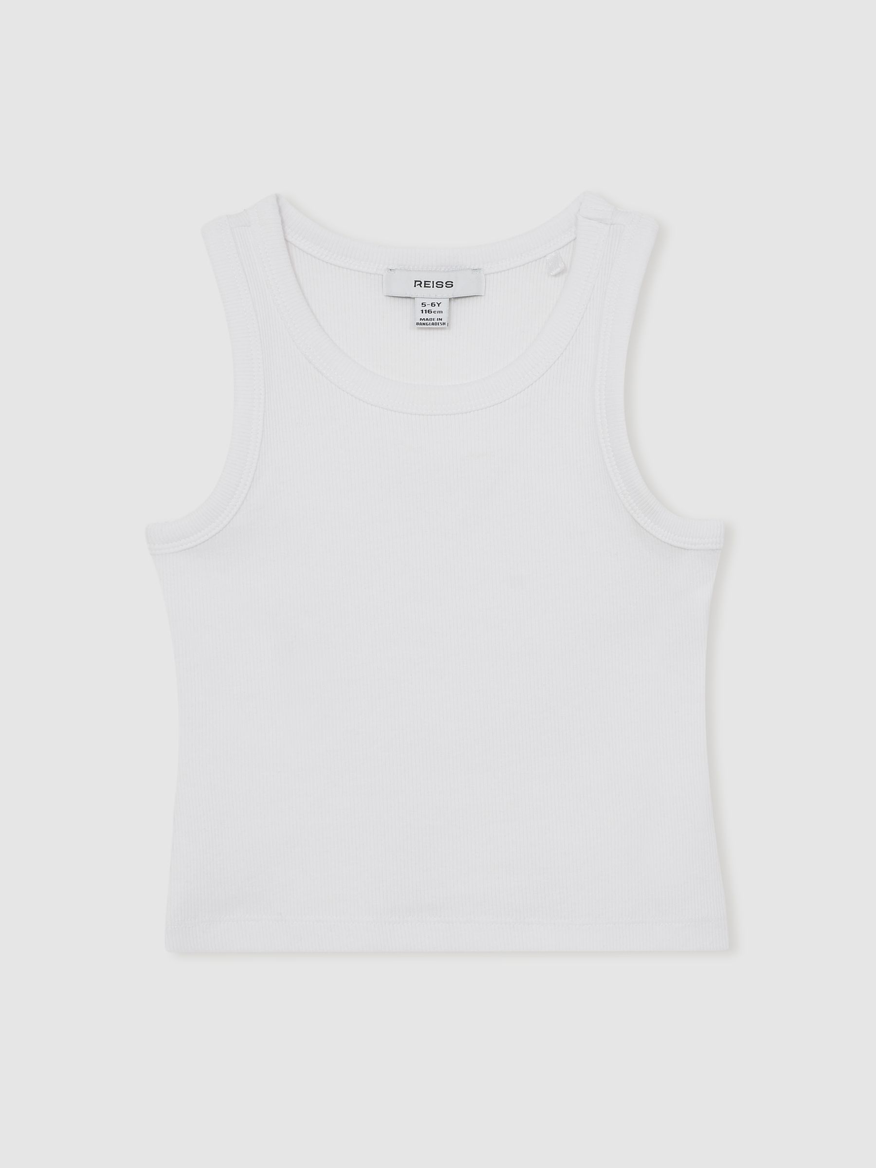 3-9 yrs Stretch-Cotton Ribbed Vest in Ivory - Image 2 of 4