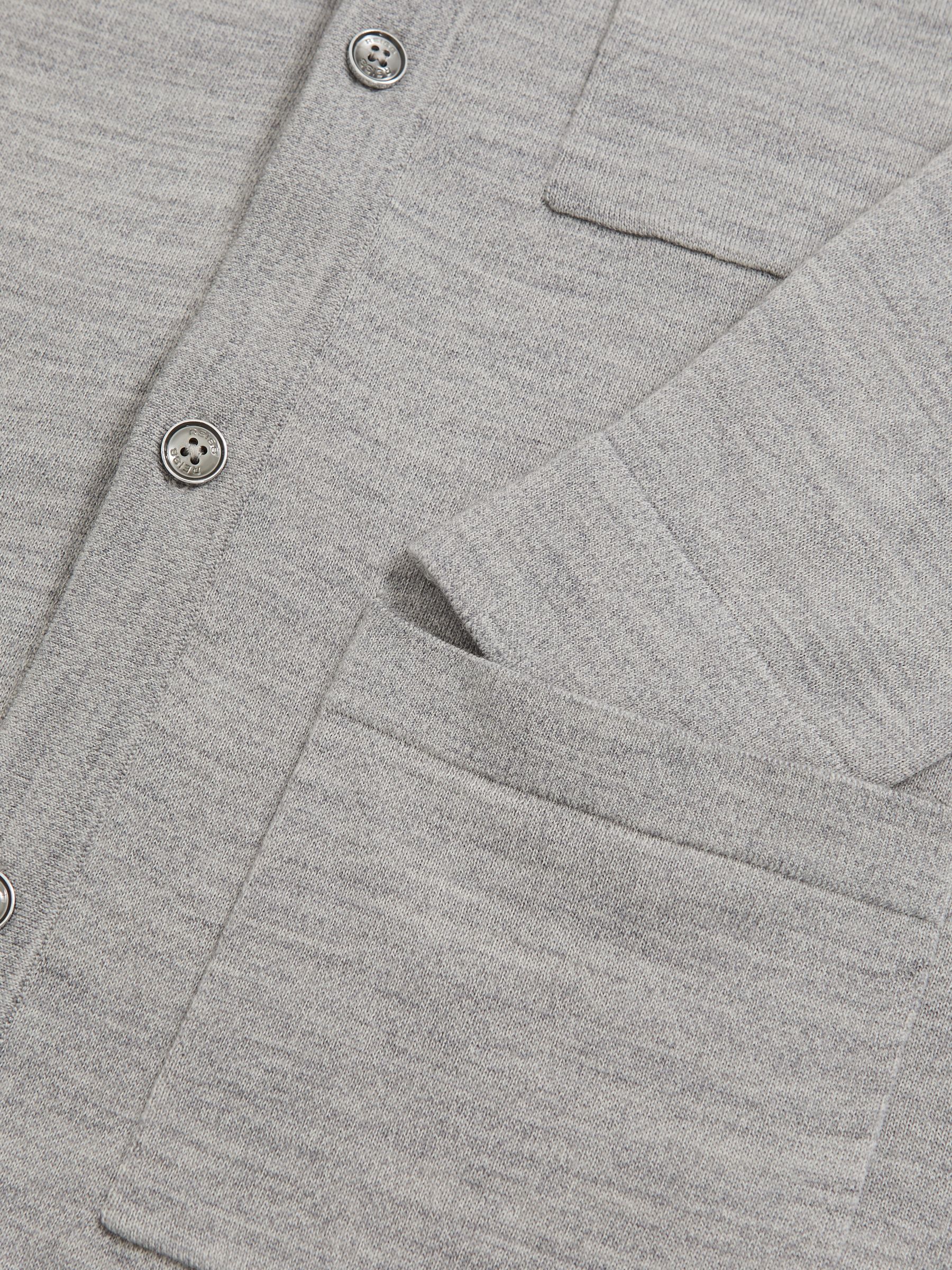 Merino Wool Button-Through Shirt in Soft Grey Mouline - Image 6 of 6
