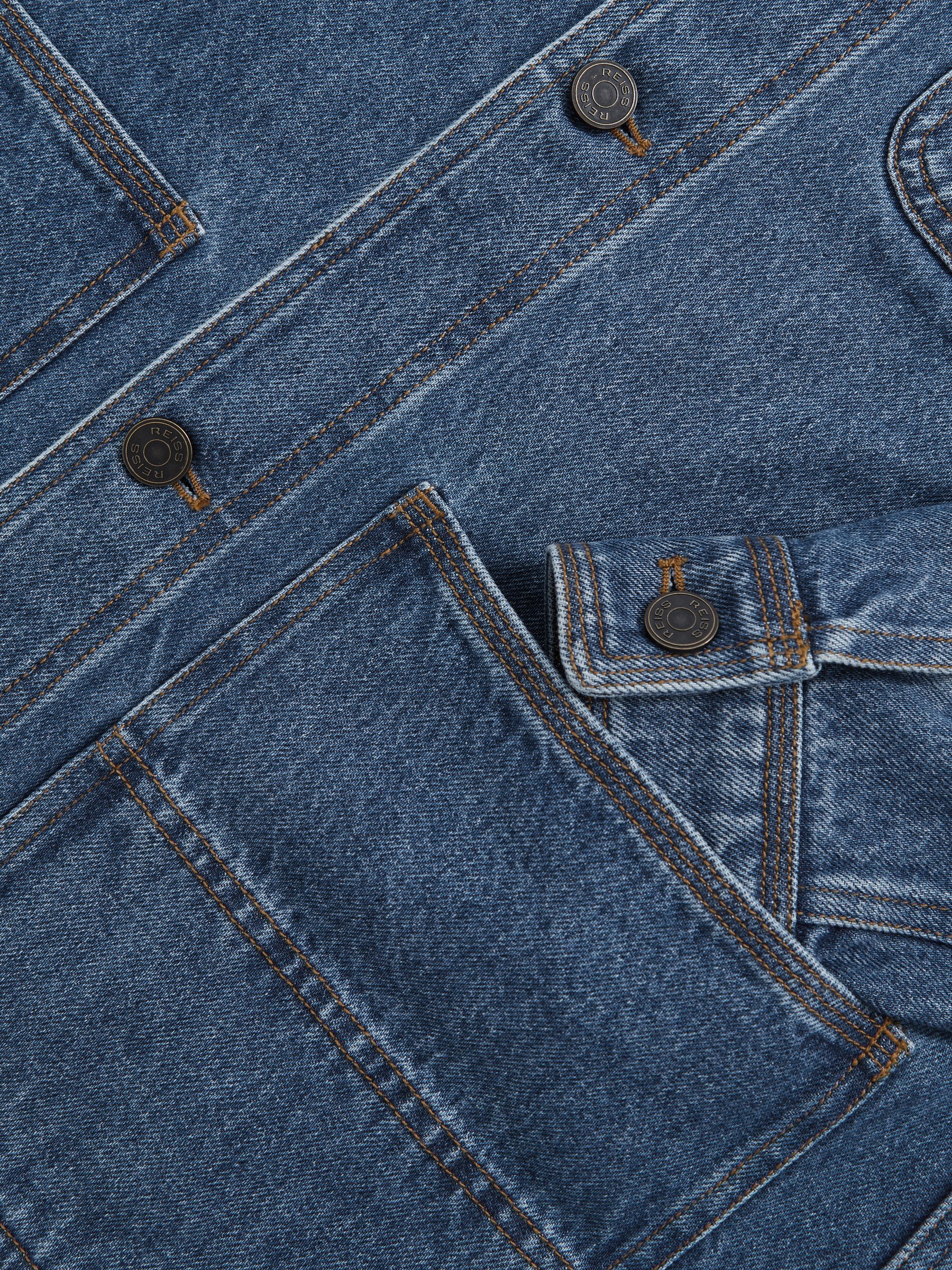 Reiss Corduroy Collar Denim Worker Jacket in Denim Blue | REISS