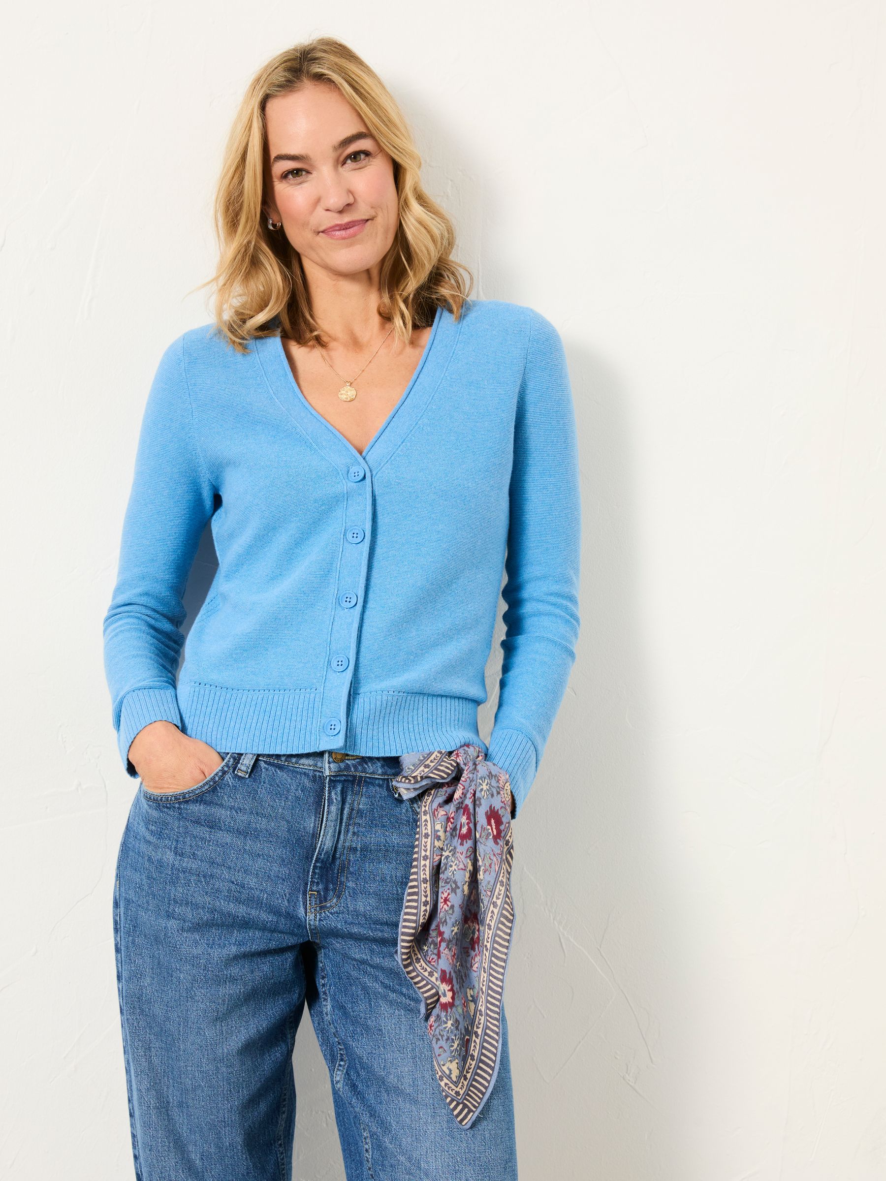 Lucee Mid Blue Knitted Cardigan - Image 1 of 5