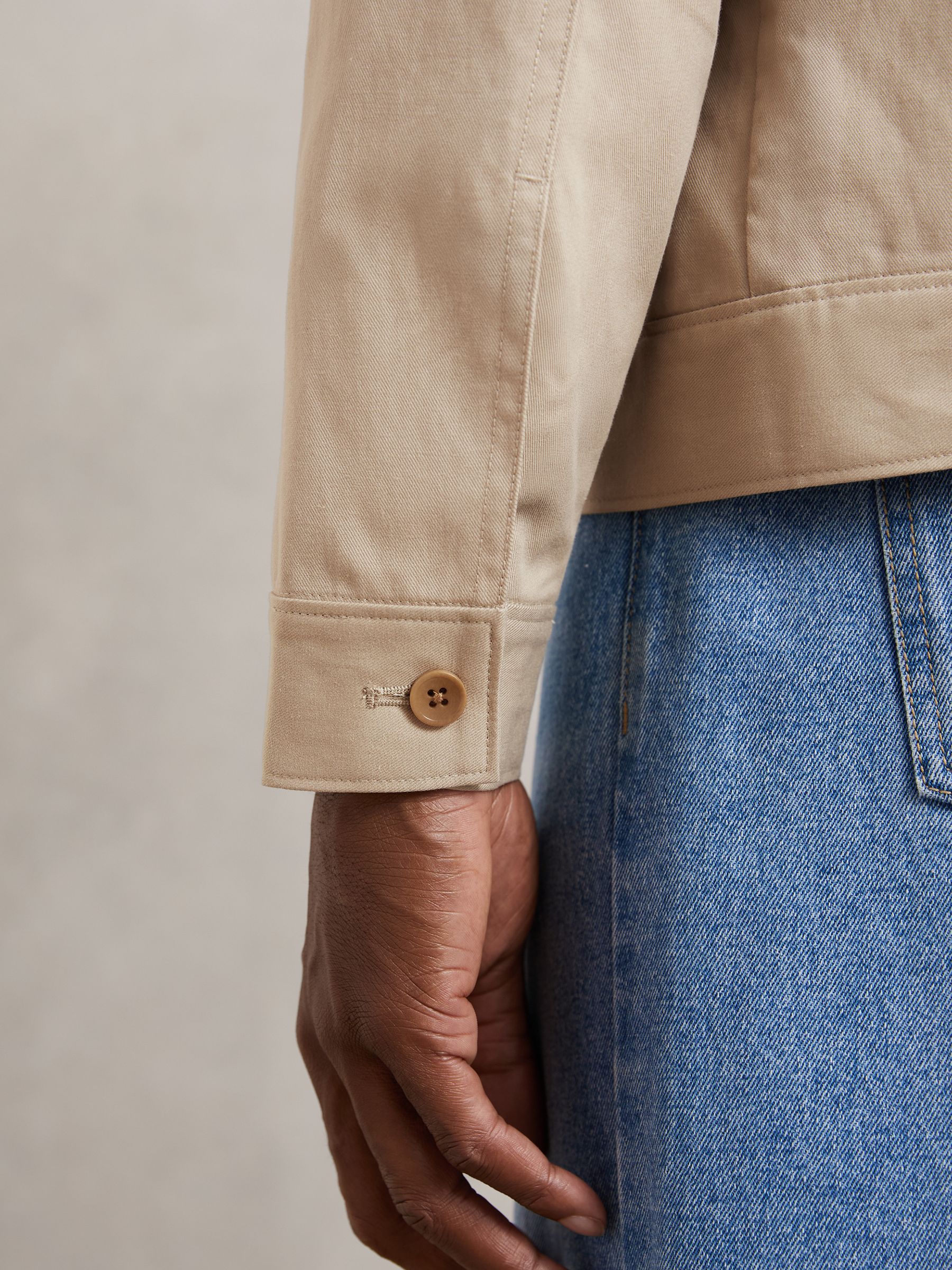 Paige Flap Pocket Worker Jacket in Beige - Image 6 of 7