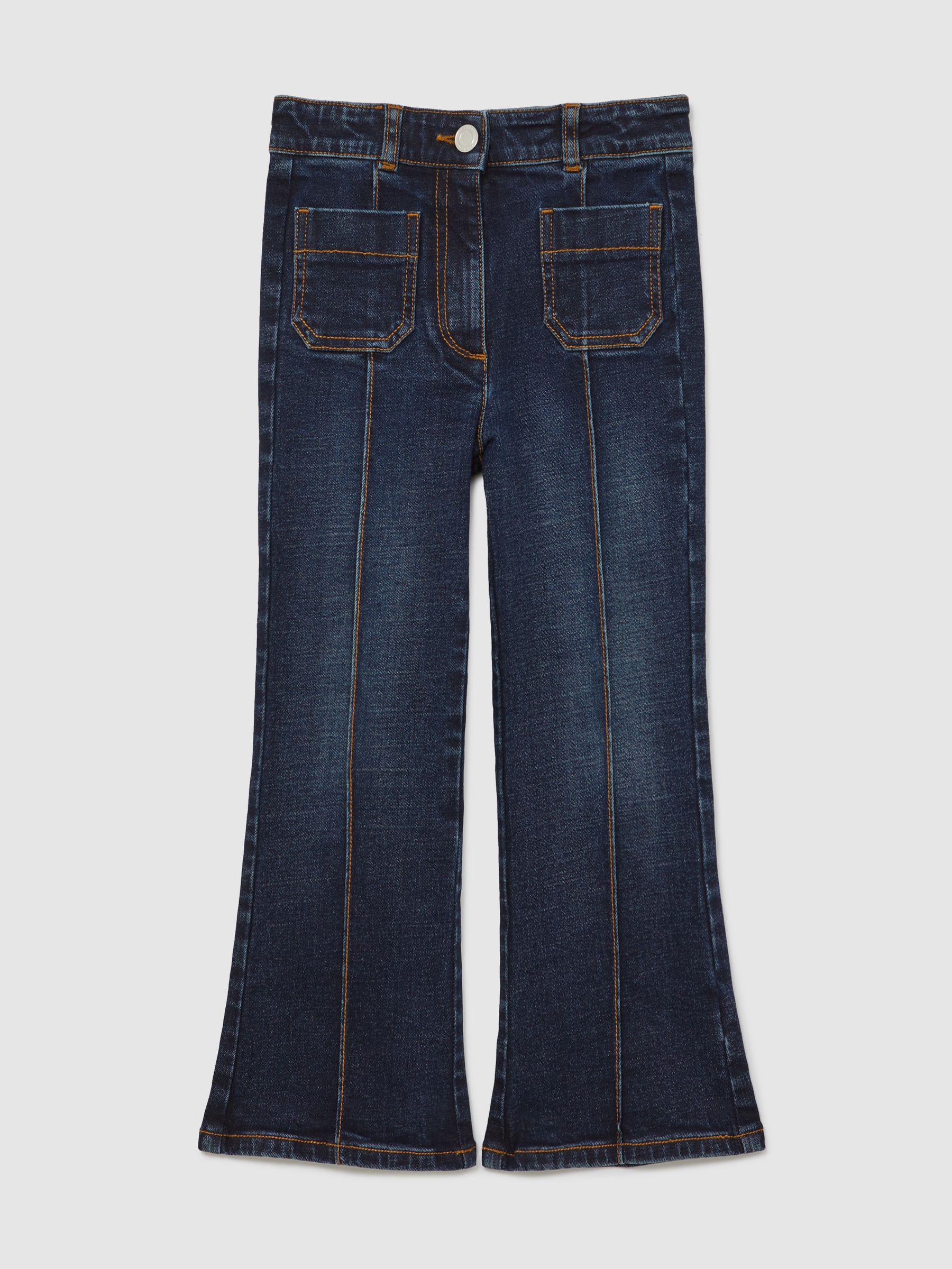 3-9 yrs Patch-Pocket Flared Jeans in Blue - Image 2 of 4
