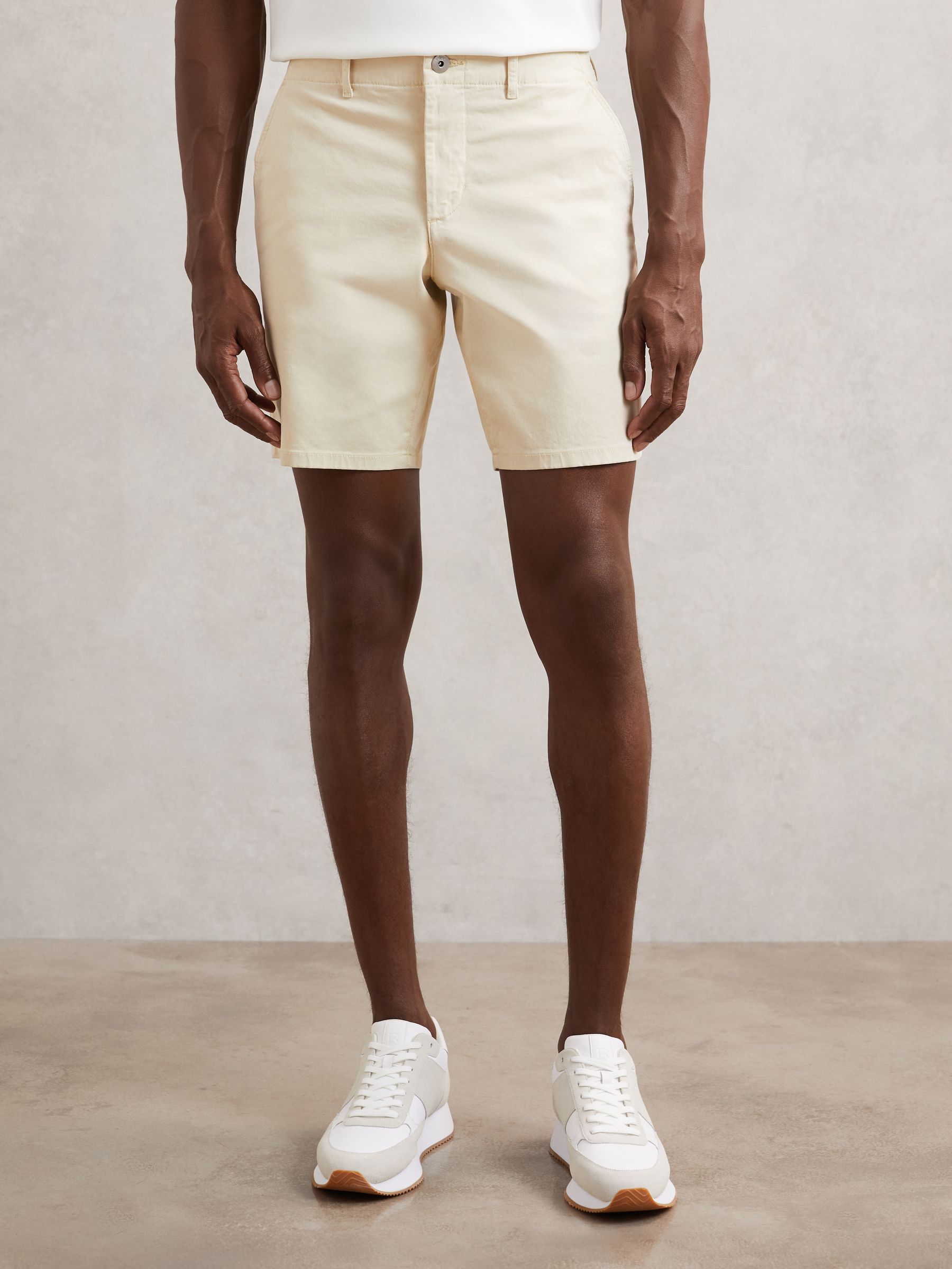 Paige Cotton Chino Shorts with Stretch in Cream - Image 3 of 6