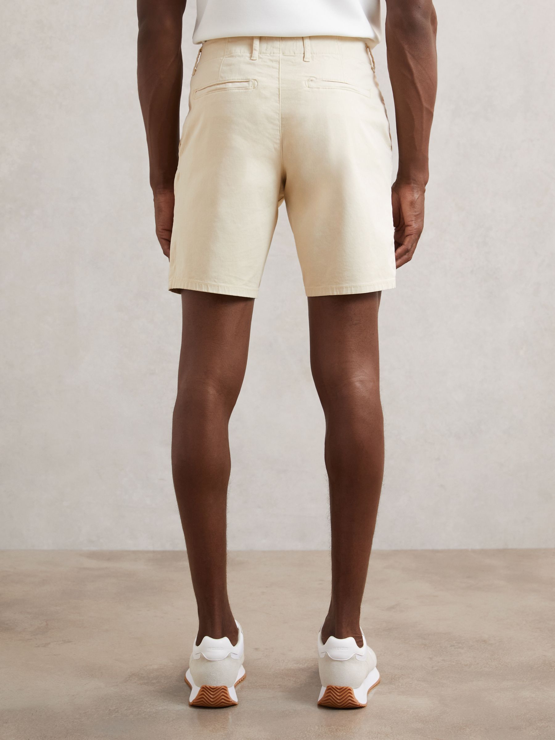 Paige Cotton Chino Shorts with Stretch in Cream - Image 5 of 6