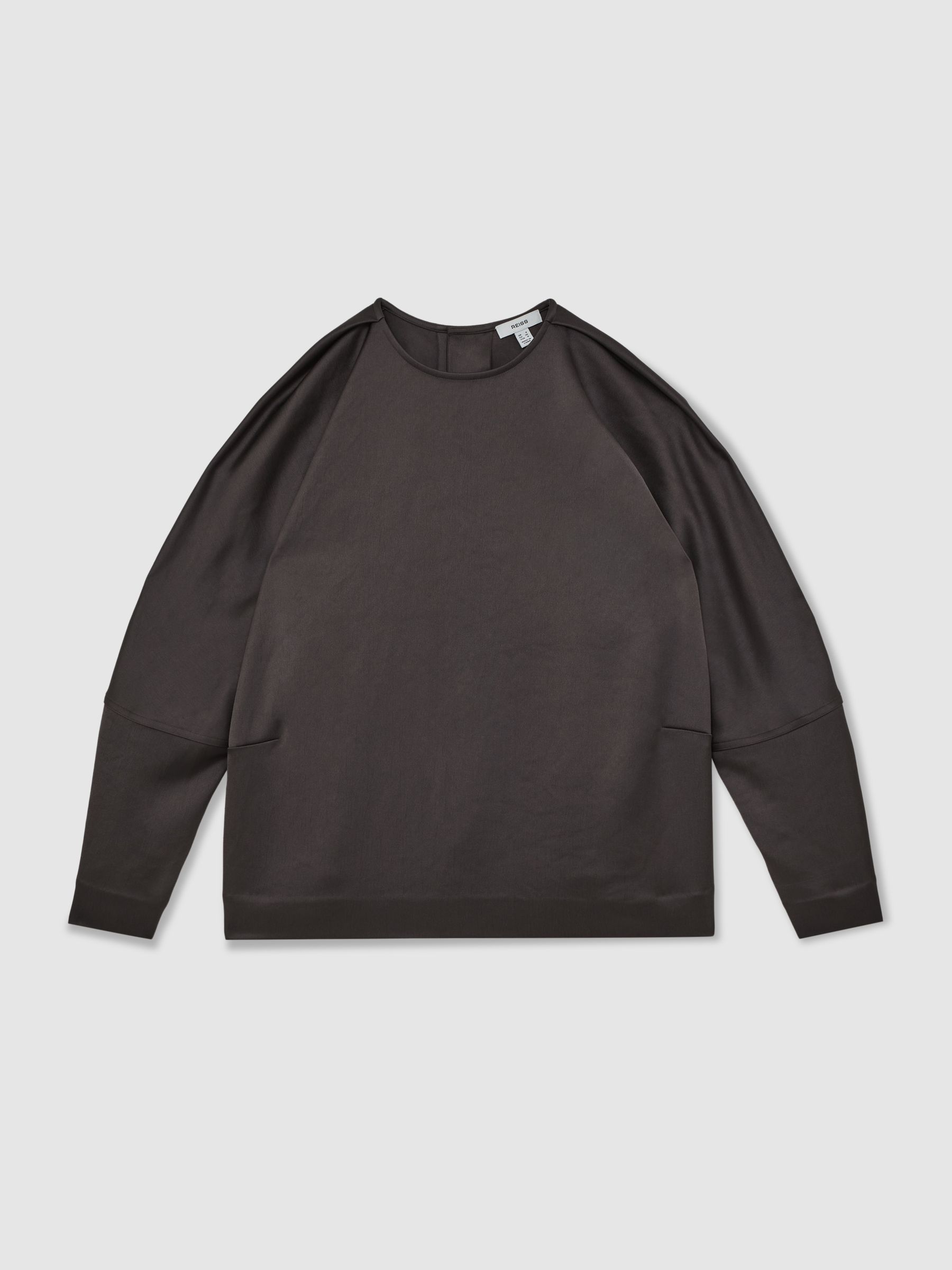 Satin Button-Back Long-Sleeve Top in Mauve - Image 2 of 6